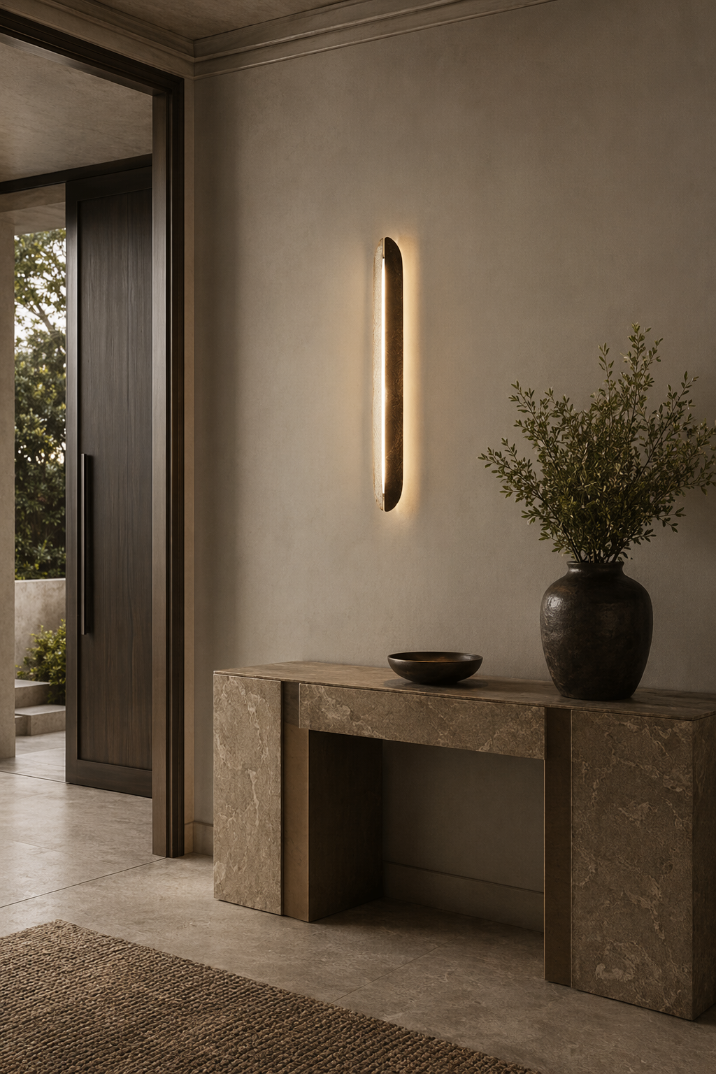 Modern Etched Brass Linear Wall Sconce in Antique Brass - product image 10