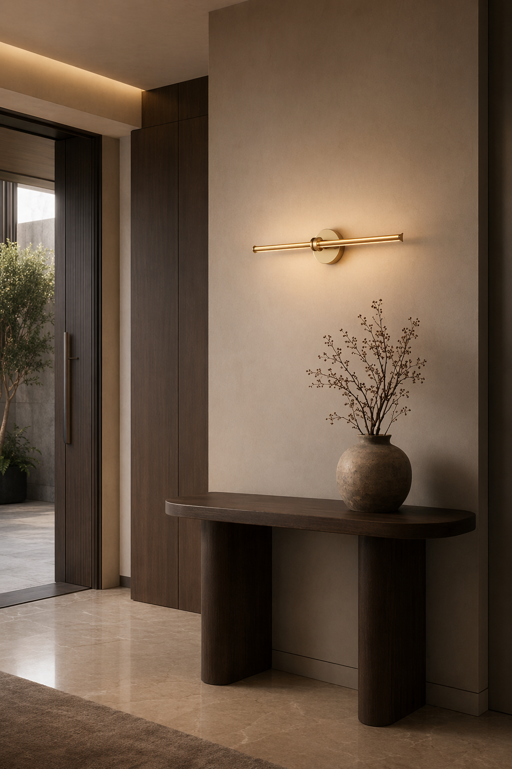 Modern Crystal Glass Linear Wall Sconce in Natural Brass - product image 07
