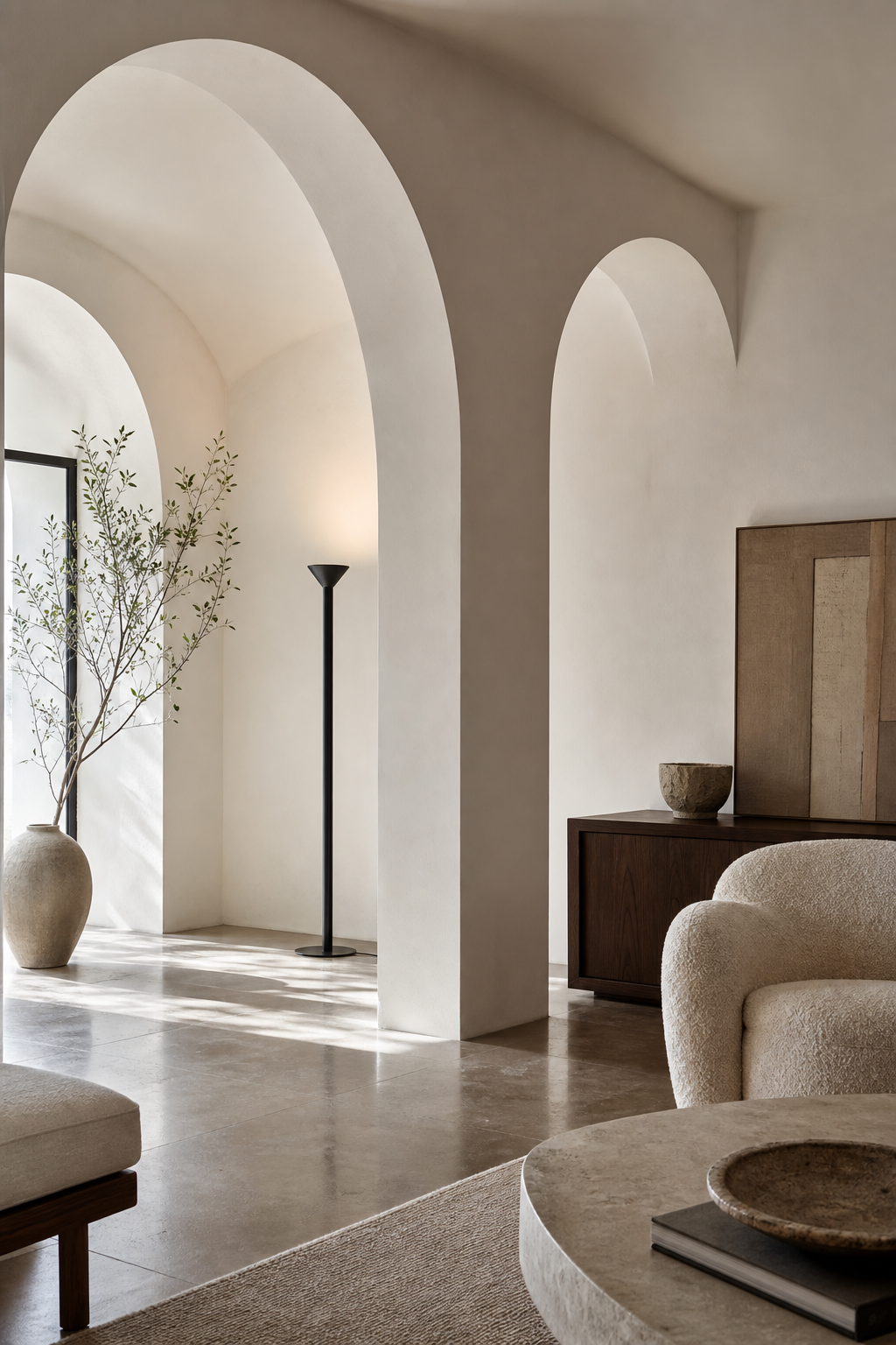 Minimalist Cone LED Floor Lamp styled in a designer interior, view 5