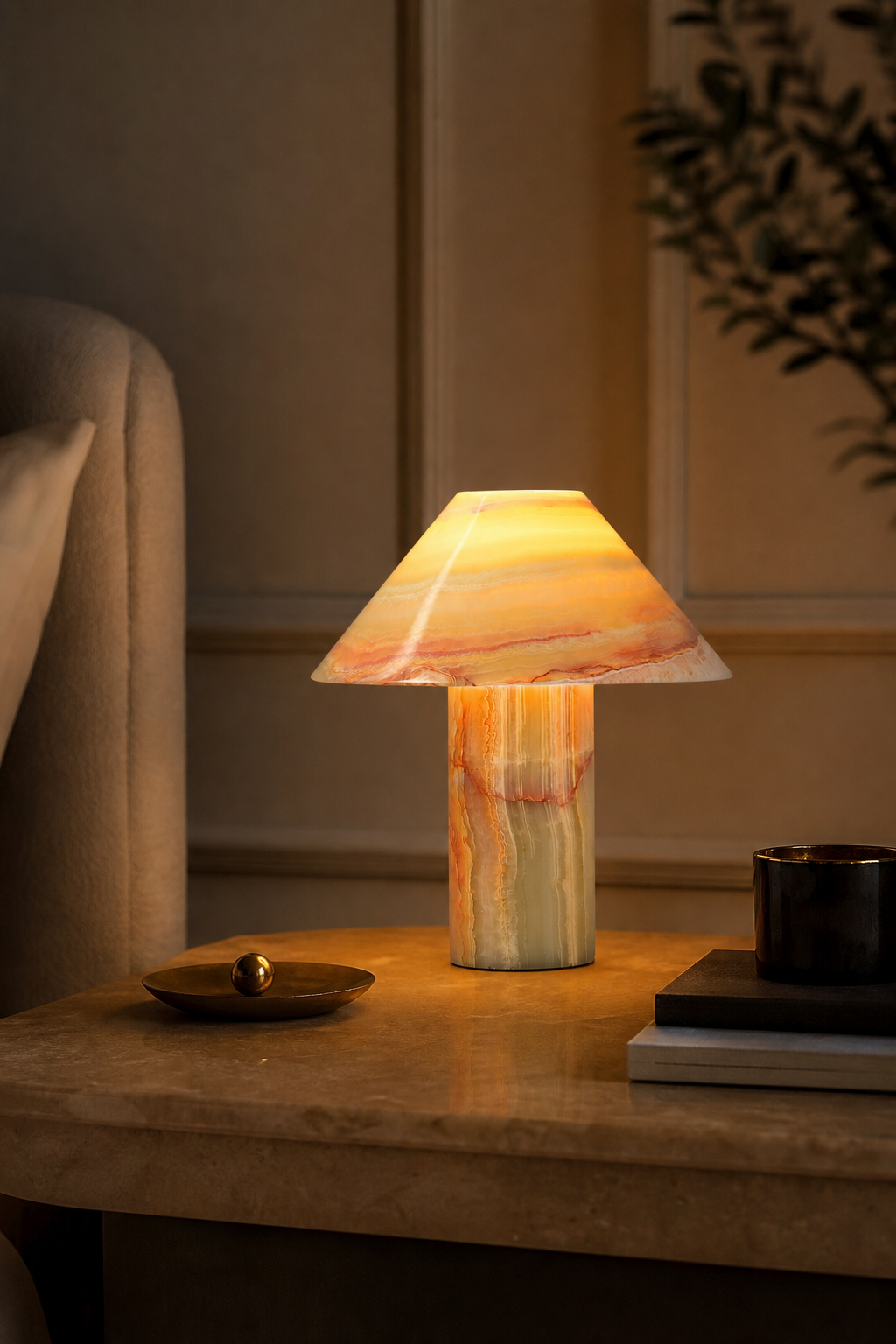 Modern Onyx Mushroom Table Lamp - 05 05-generated-night-mood-scene