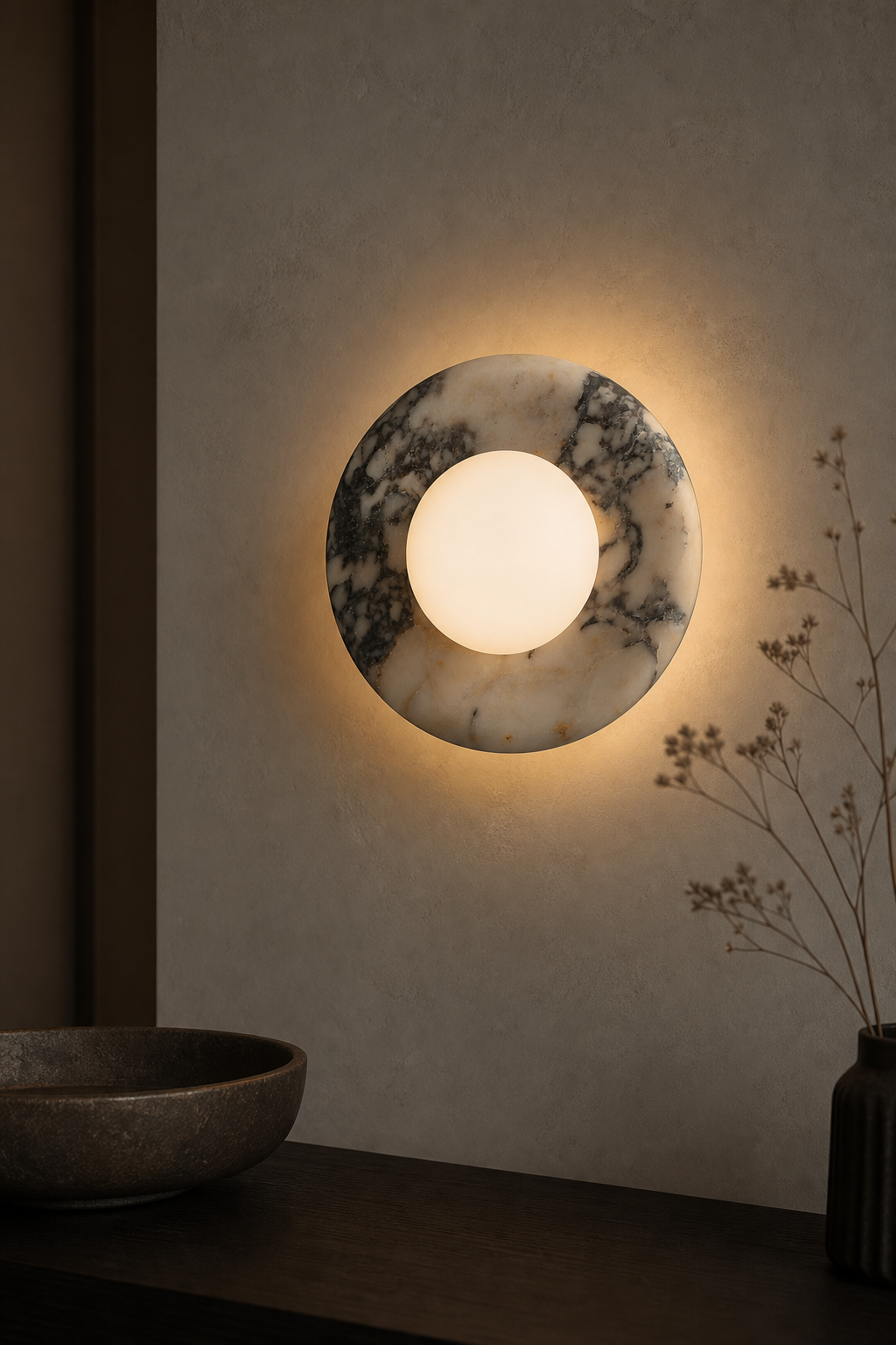 Modern Stone Ring Wall Sconce - 05 05-generated-night-mood-scene