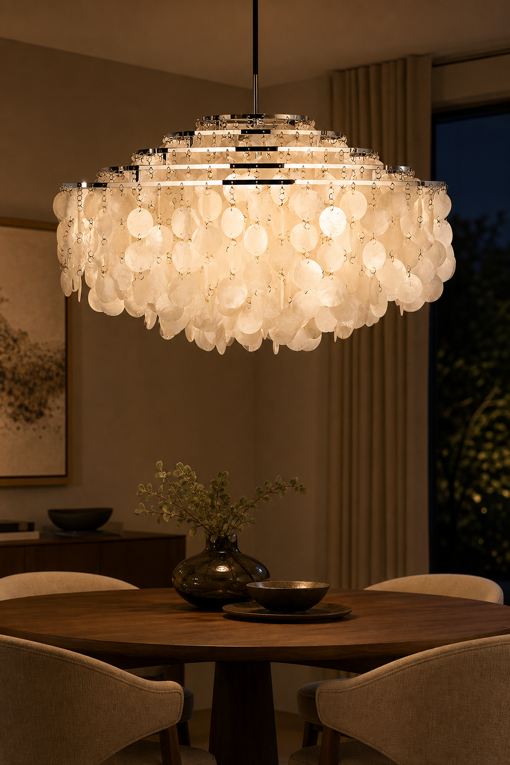 Modern Capiz Shell Chandelier - 05 05-generated-night-mood-scene