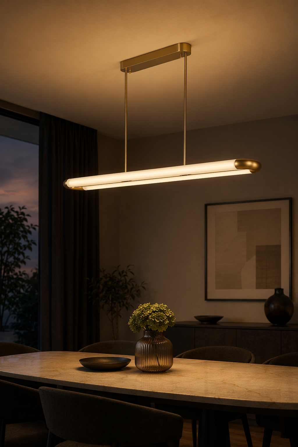 Modern Linear Tube Pendant Light - 05 05-generated-night-mood-scene