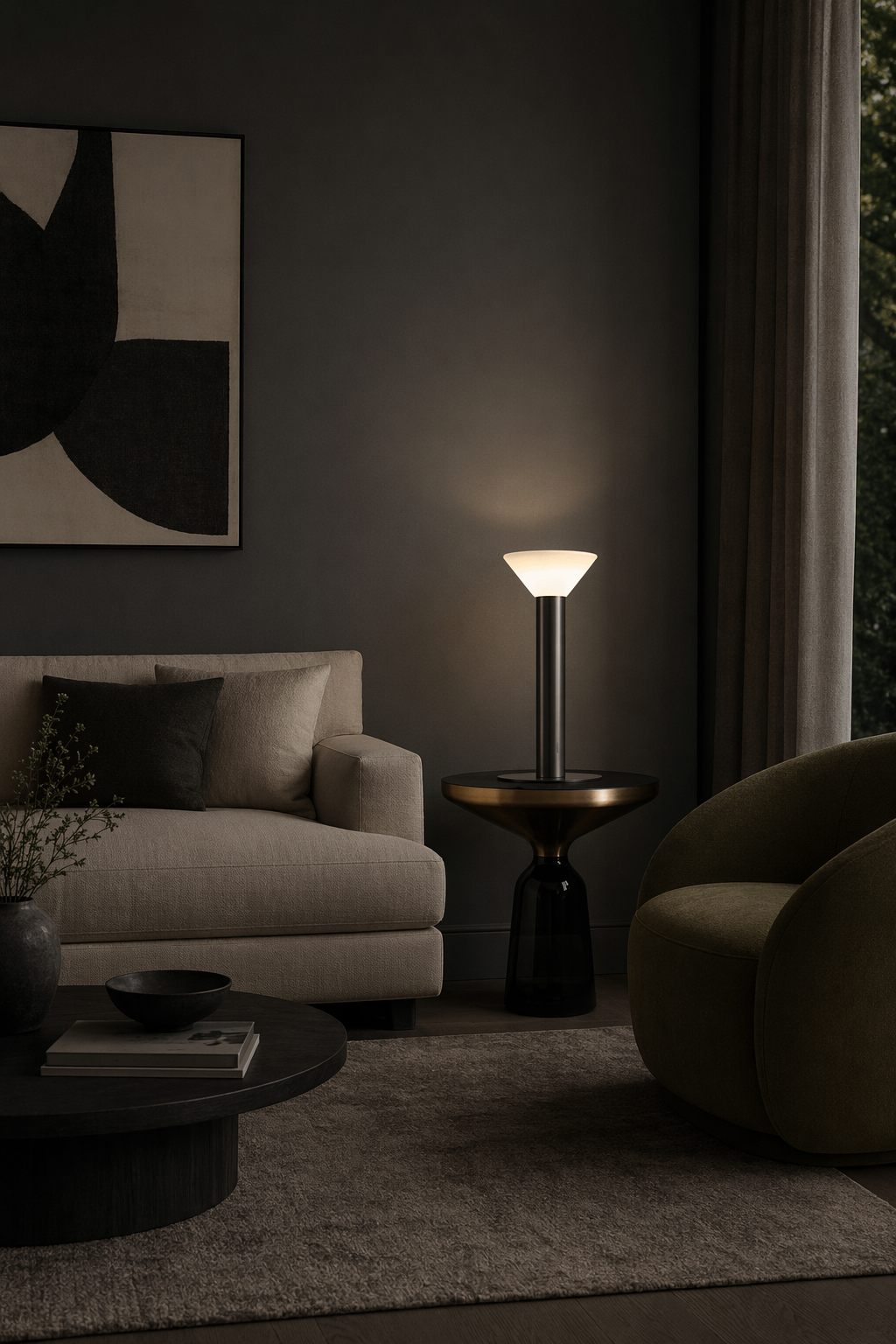 Modern Alabaster Bowl LED Table Lamp - 05 05-living-room-side-table-wide