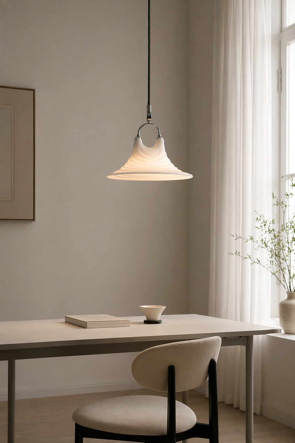 Modern Pleated White Pendant Light - 05 05-minimal-desk