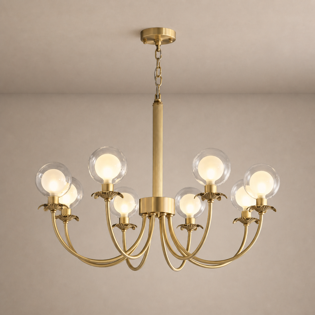 Modern Brass Glass Globe Chandelier - generated main 01 01-hero-product