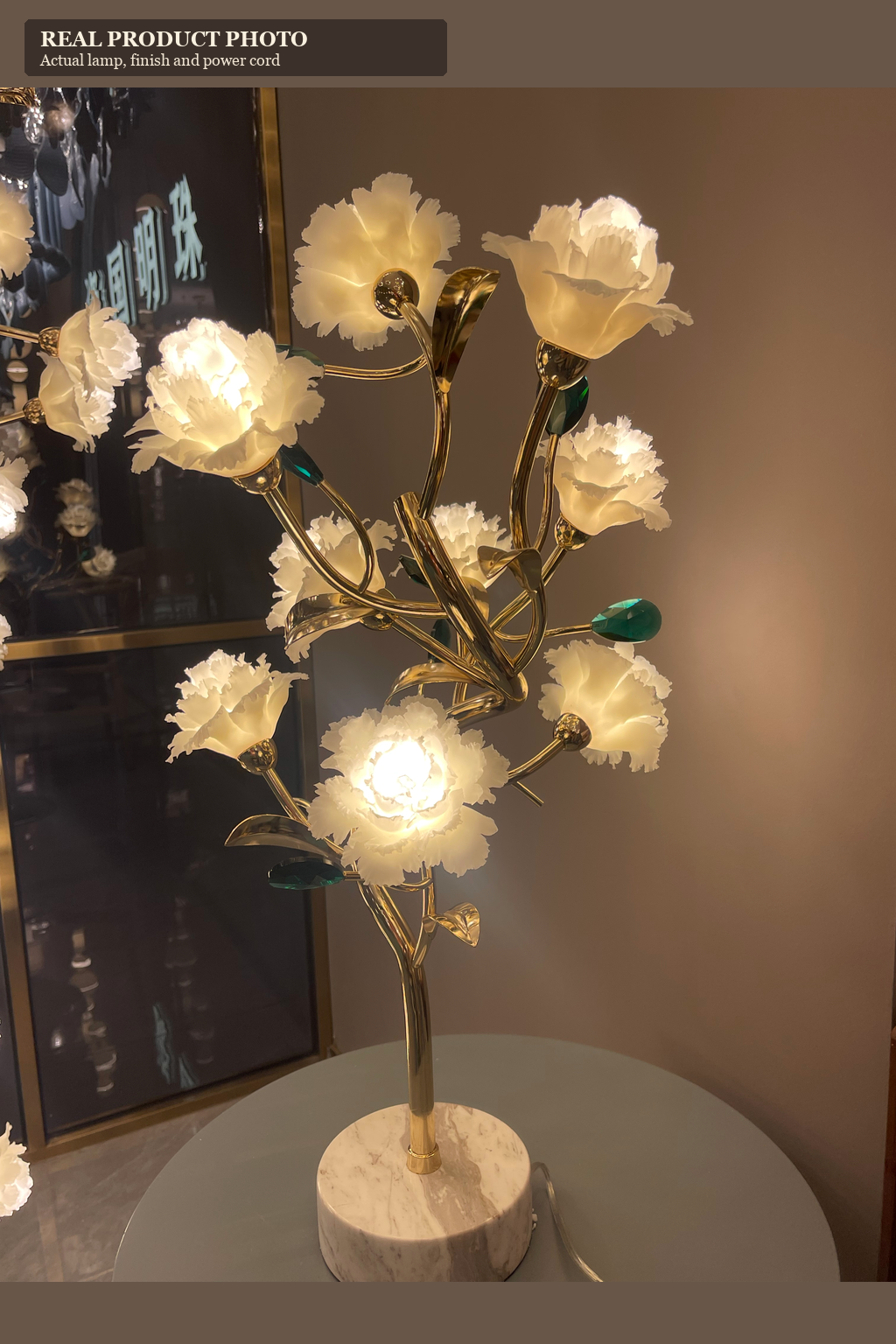 Sylverelle table lamp – real full product photo with power cord