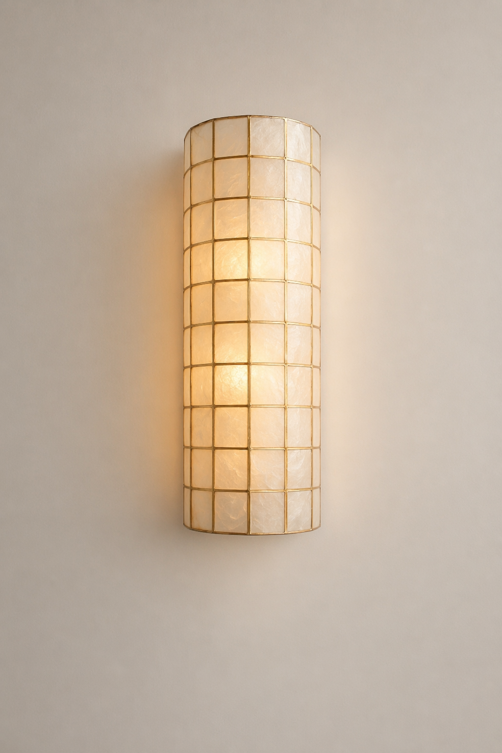 Modern Capiz Shell Mosaic Wall Sconce - 05 05-product-front-daylight