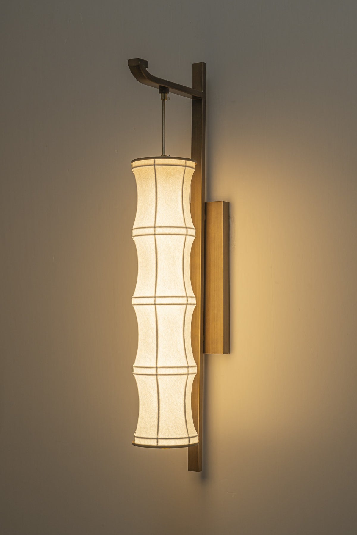 Modern Song-Inspired Mulberry Silk Wall Sconce in Antique Brass - 05 05-product-lit-alt