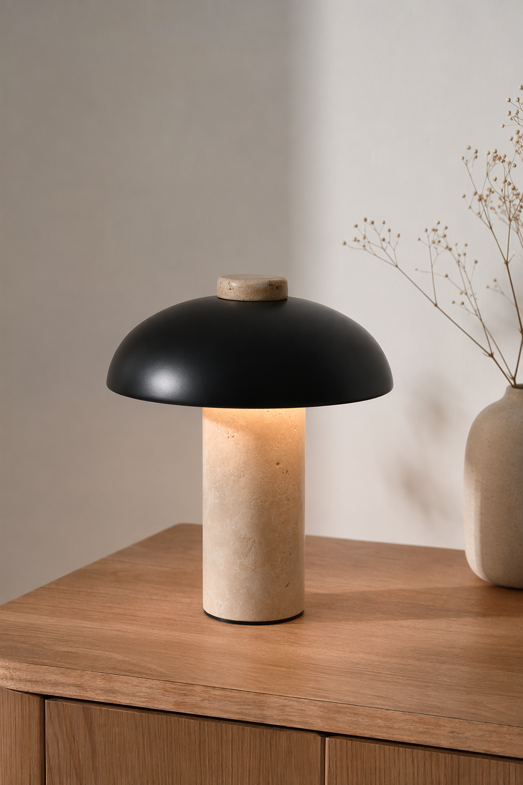 Modern Black Marble LED Table Lamp - 05 05-product-side-daylight