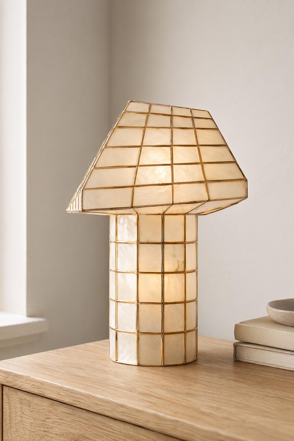 Modern Capiz Shell Mosaic Table Lamp - 05 05-product-side-daylight