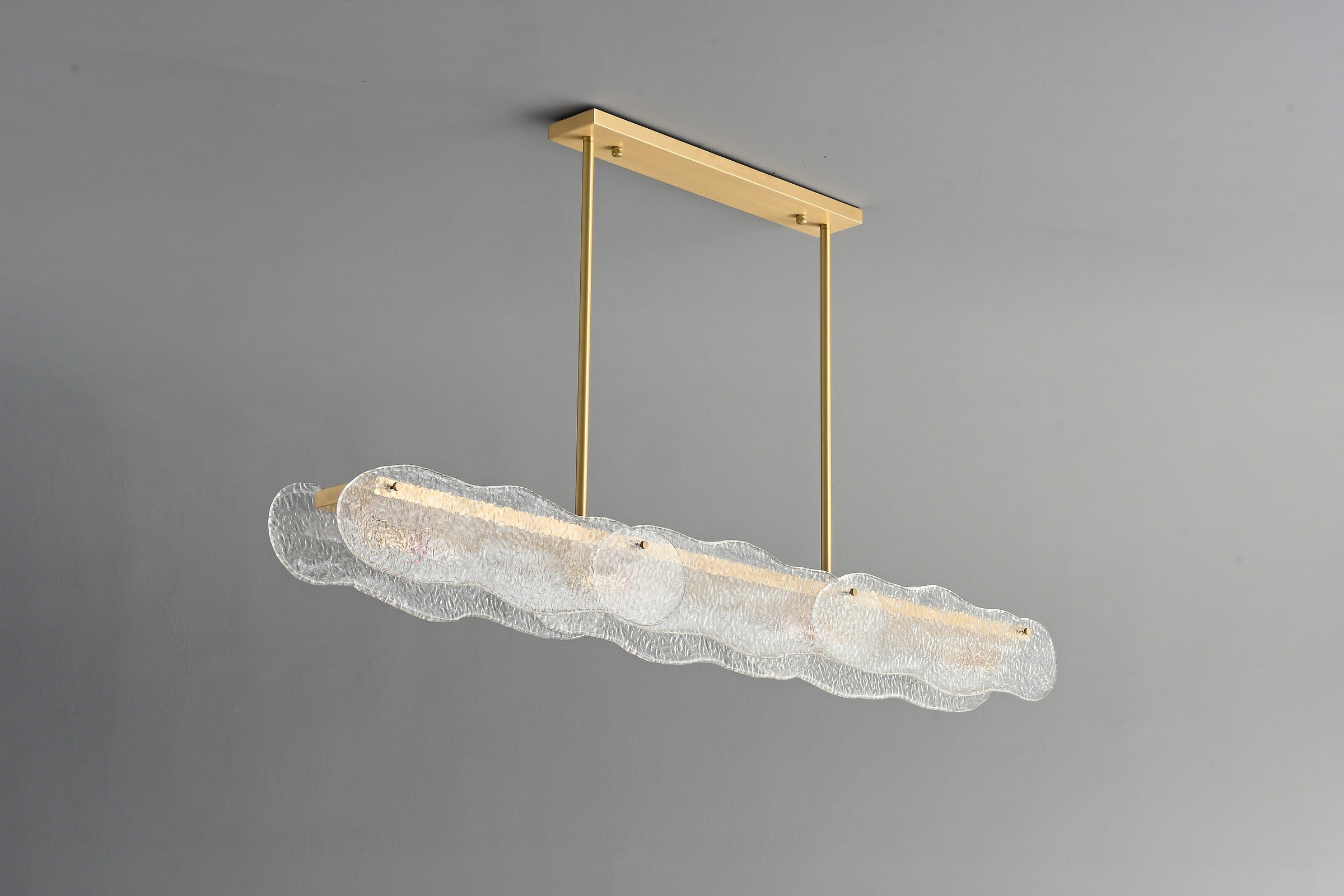 Modern Textured Glass Linear Island Chandelier - 16 05-real-angle-linear-glass-chandelier