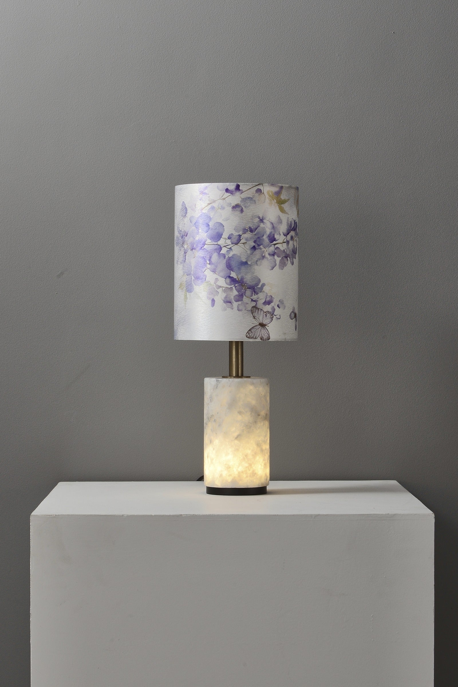 Modern Purple Floral Fabric Shade Table Lamp - 05 05-real-detail-2