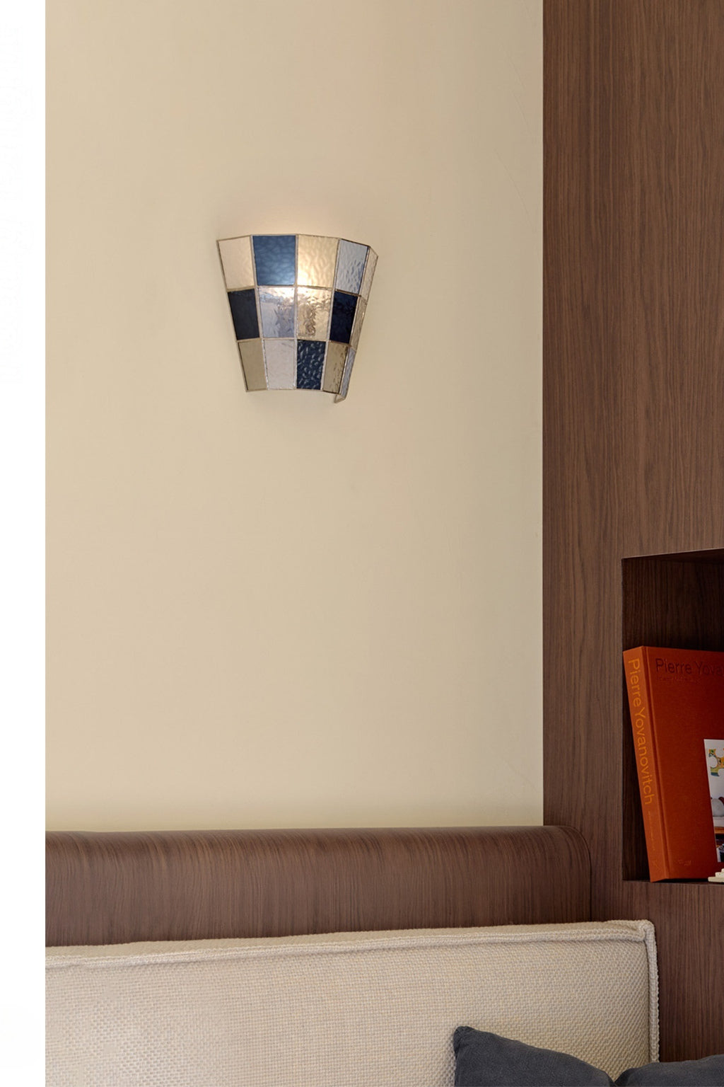 Textured Glass Flush-Mount Wall Sconce — real flush blue daylight