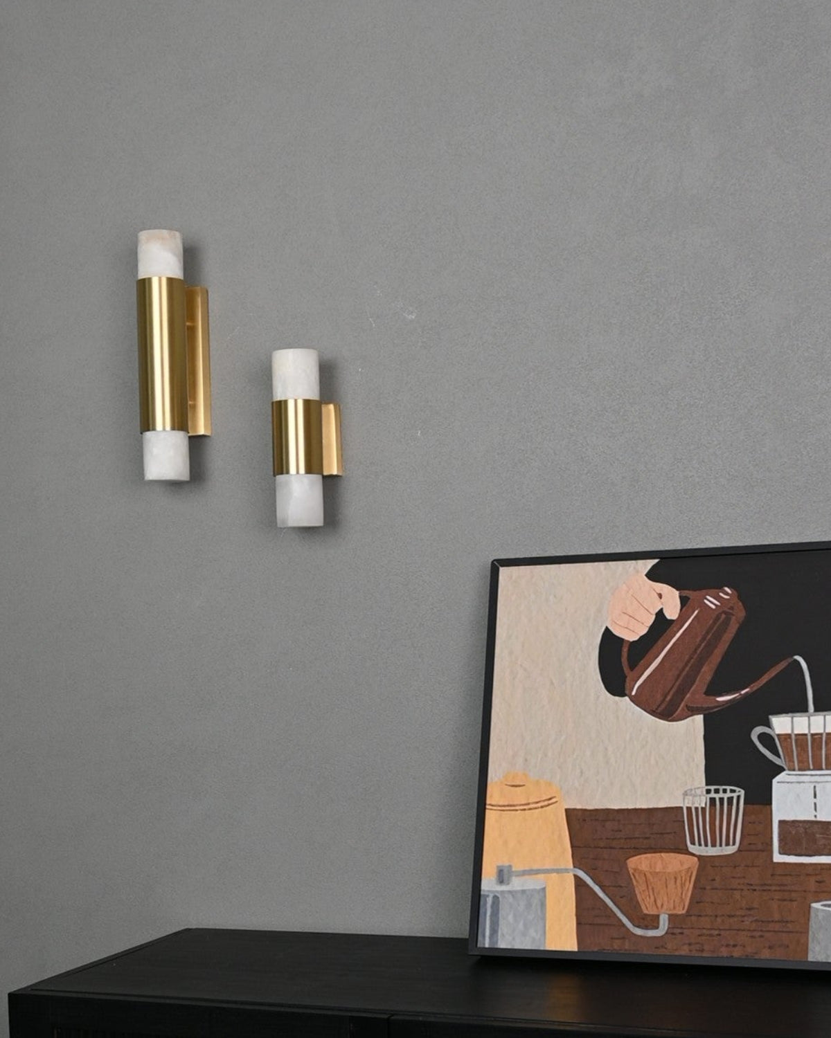 Modern Alabaster Slim Cylinder Wall Sconce - 05 05-real-front-lit