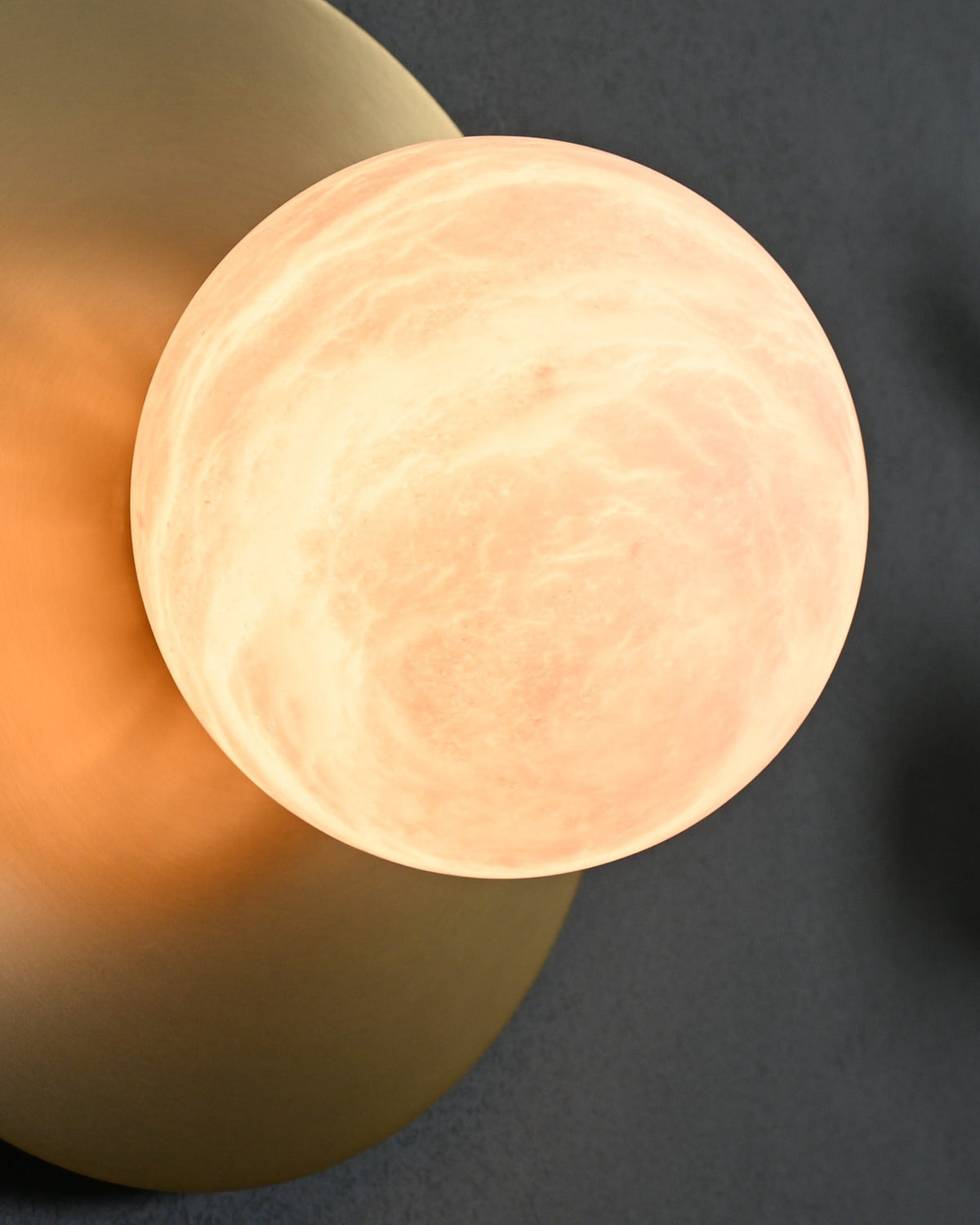 Modern Alabaster Globe Wall Sconce in Natural Brass - 05 05-real-glow-close