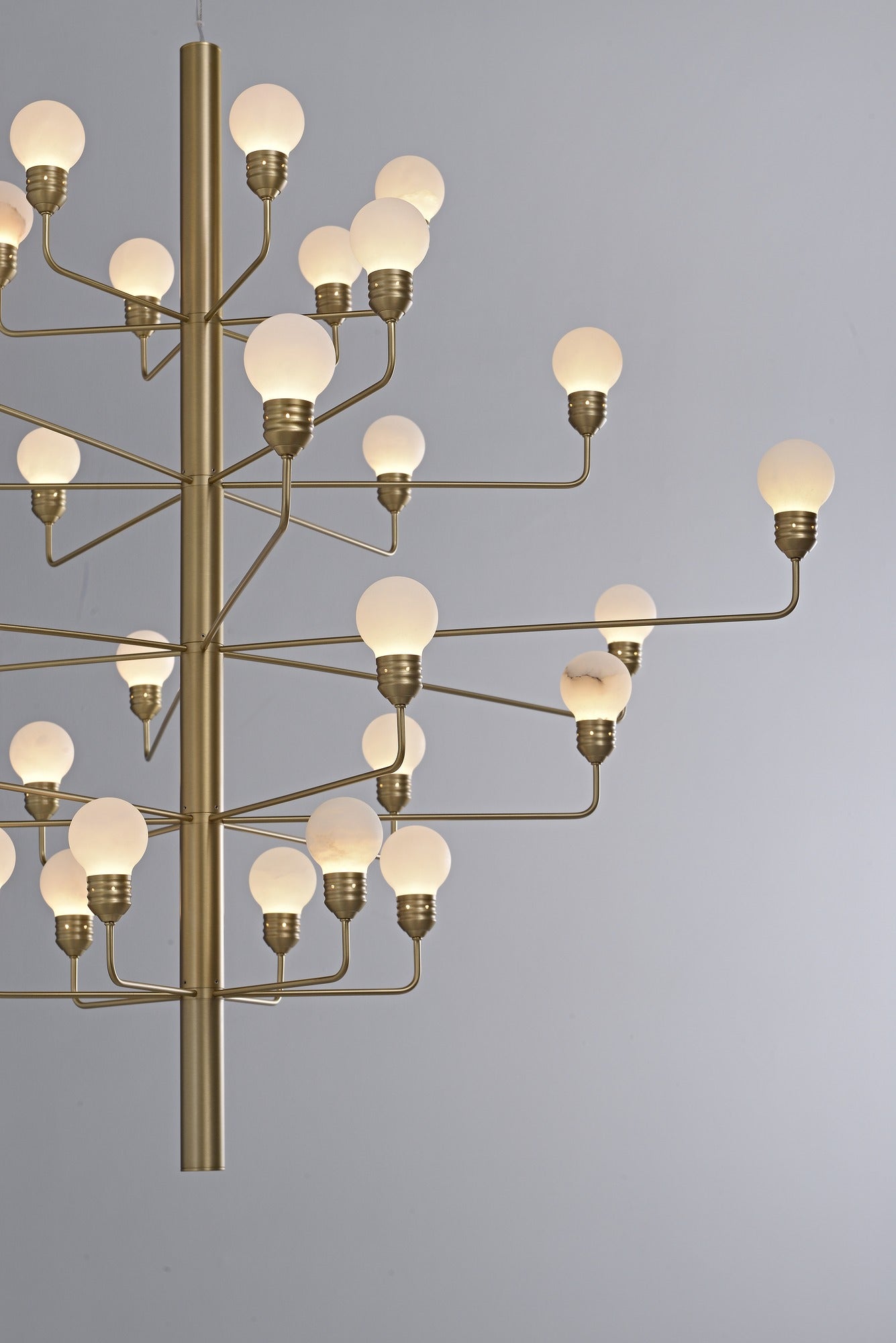 Modern Spanish Alabaster Branch Chandelier in Natural Brass - 05 real photo 1