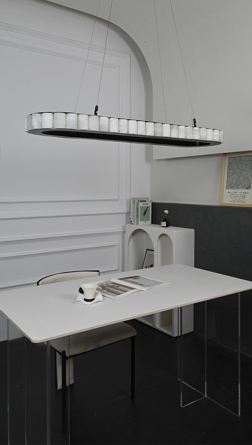 Modern Alabaster Linear Island Chandelier in Matte Black - 16 05-real-product-off-front