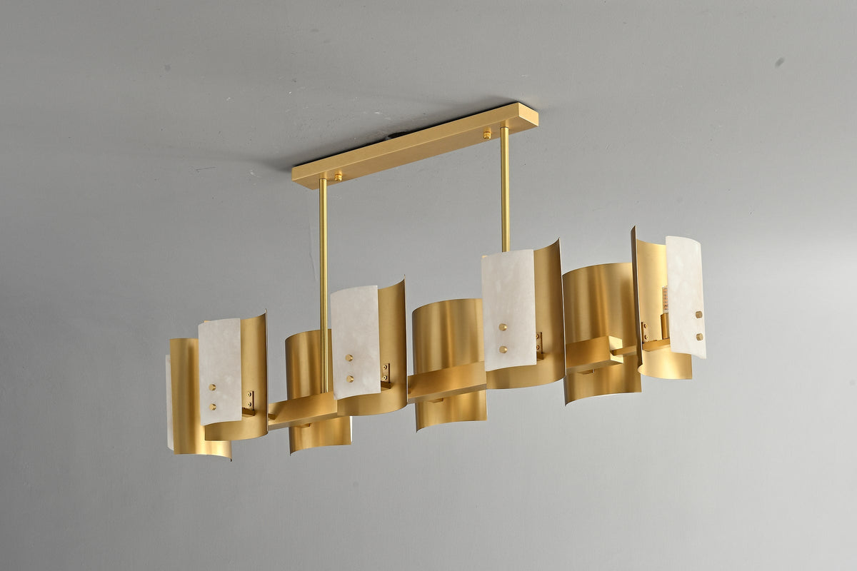 Modern Brushed Brass Alabaster Linear Chandelier - 05 05-real-shot-brushed-brass--alabaster-linear-chandelier-side