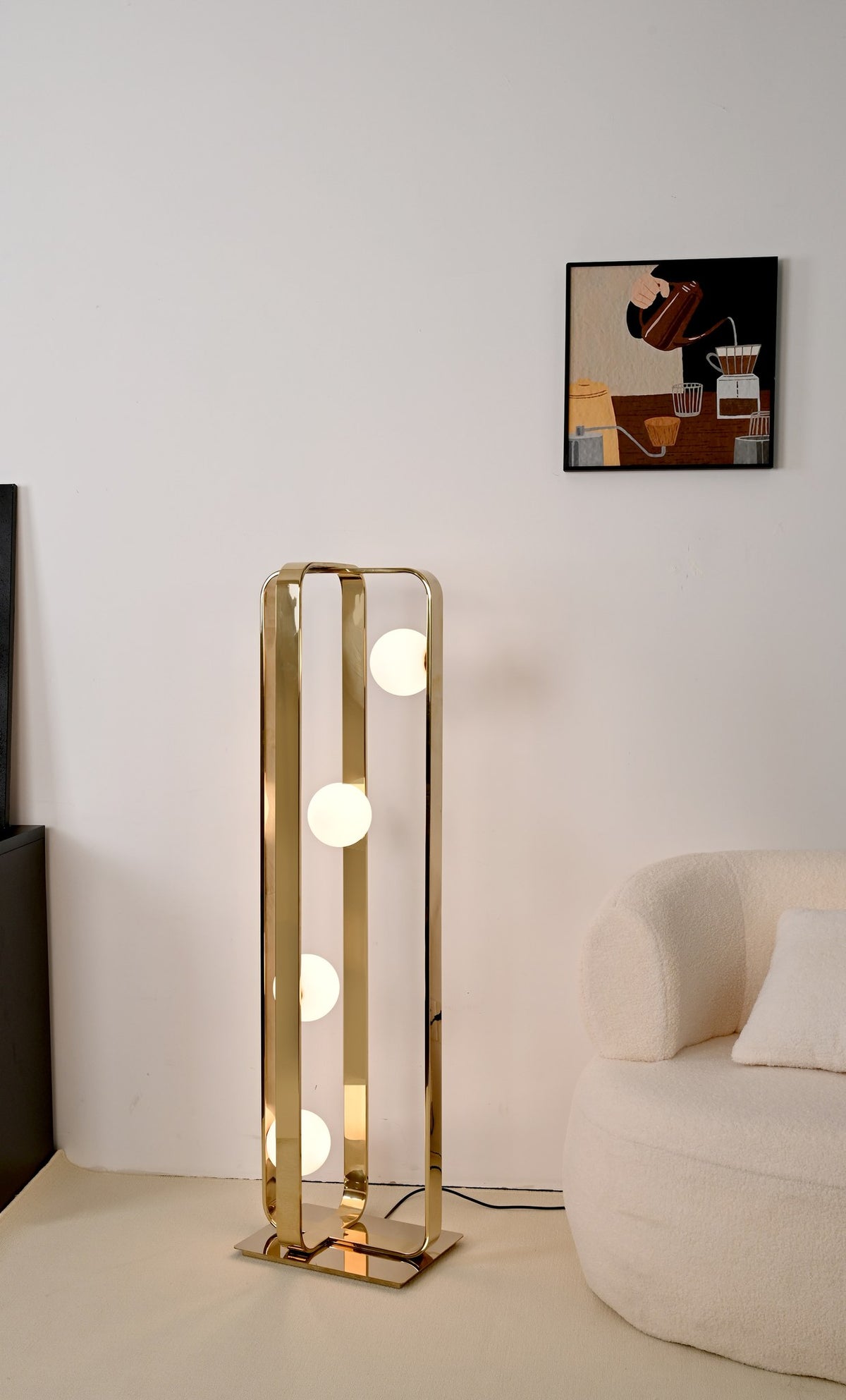 Modern Champagne Gold Globe Floor Lamp - 05 05-real-shot-champagne-gold-globe-floor-lamp-front