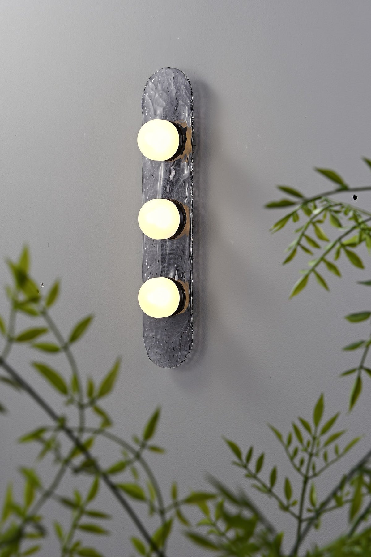 Modern Smoky Glass Linear Wall Sconce - 05 05-real-shot-smoky-glass-linear-wall-sconce-three-light
