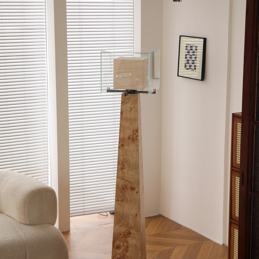 Modern Travertine Glass Shade Table and Floor Lamp - 09 05-real-square-F50A7840