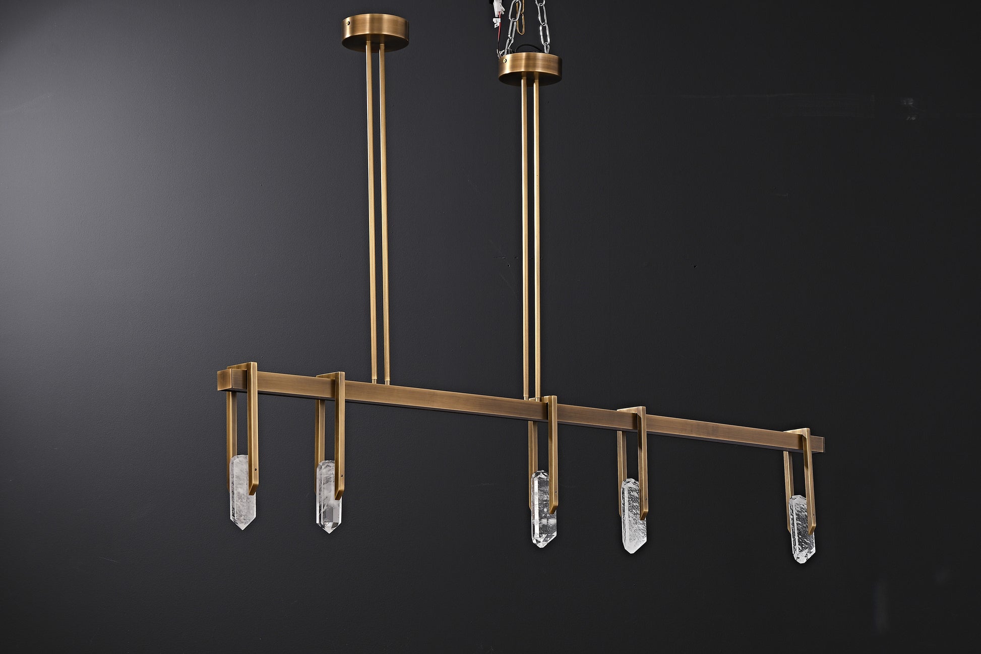 Modern Linear Crystal LED Island Chandelier - 04 05-real-unlit-linear-crystal-island-chandelier
