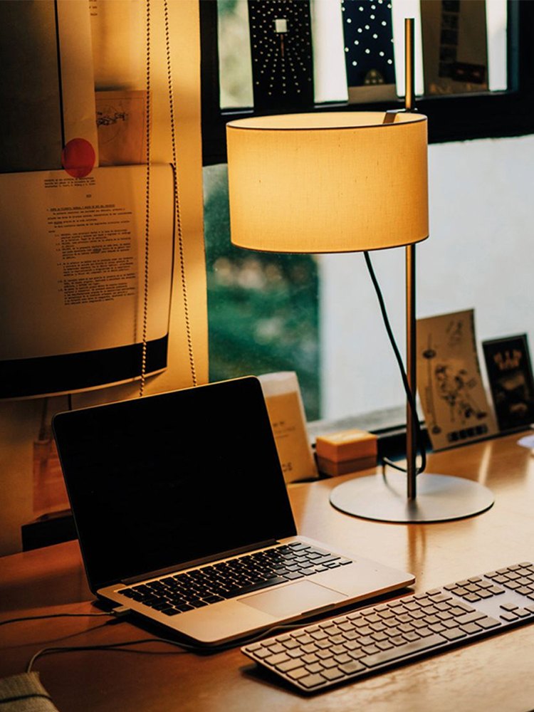 Modern Fabric Shade Table and Floor Lamp - 05 05-scene-fabric-shade-table-lamp-desk