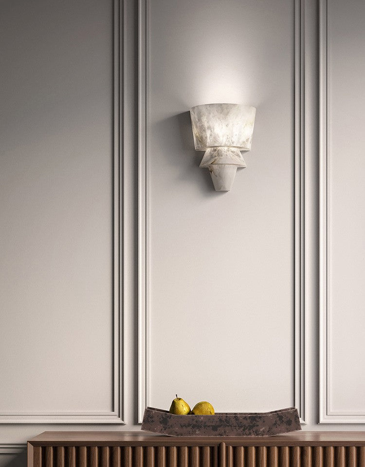 Modern Spanish Alabaster Tiered Wall Sconce - 05 05-scene-living-room-wall-sconce