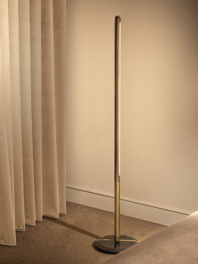 Modern Walnut LED Floor Lamp with Marble Base - 05 05-scene-walnut-led-floor-lamp-reading-corner