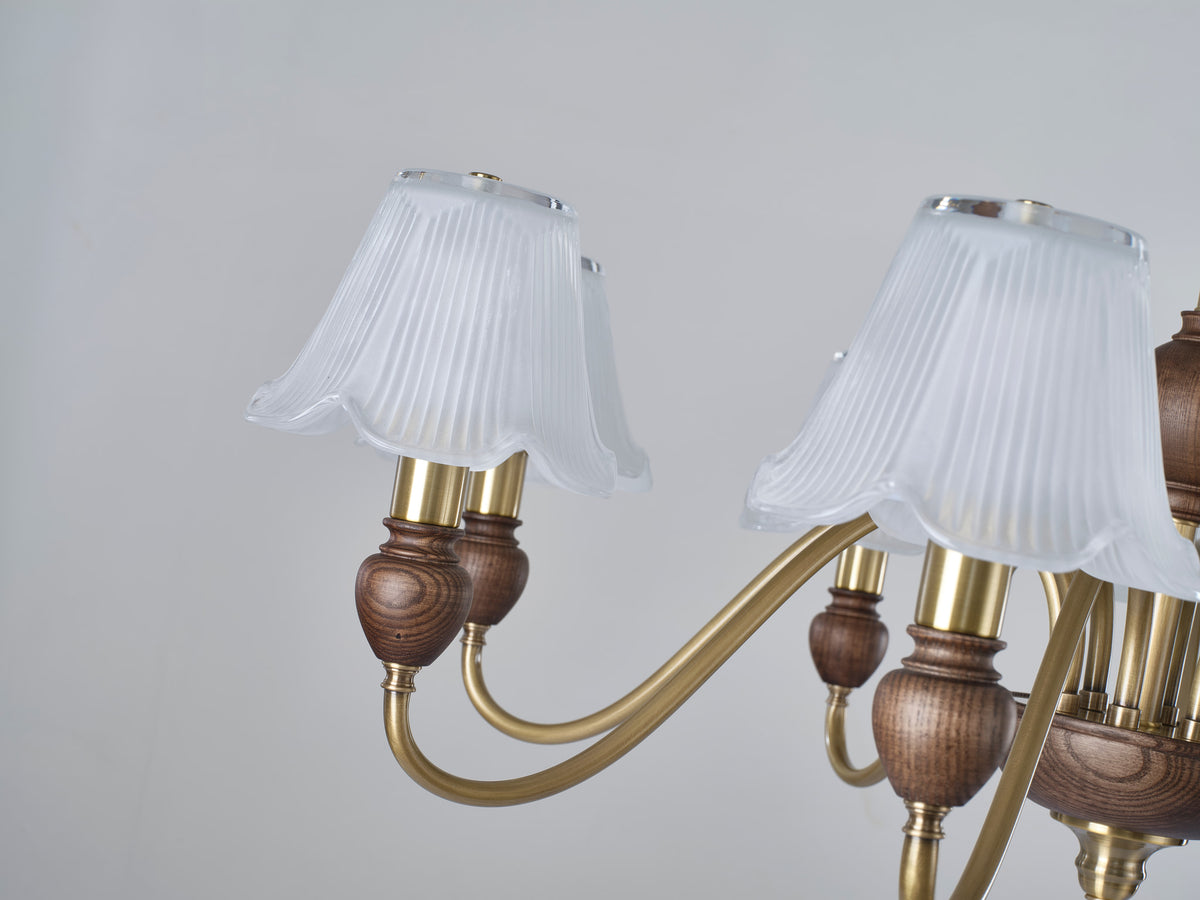 Supplier real detail of the Sorrelune walnut-toned turned wood accent