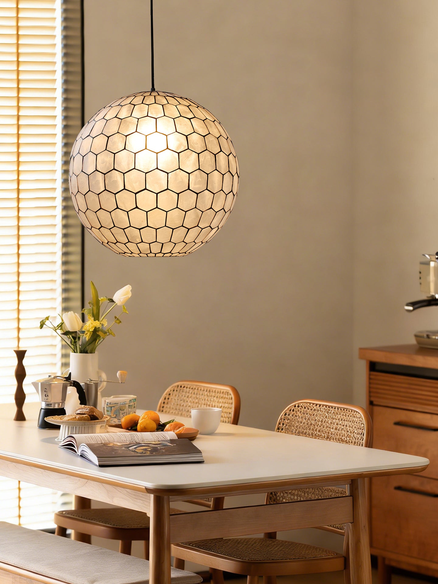 Modern Capiz Honeycomb Globe Pendant Light - 16 05-source-dining-day