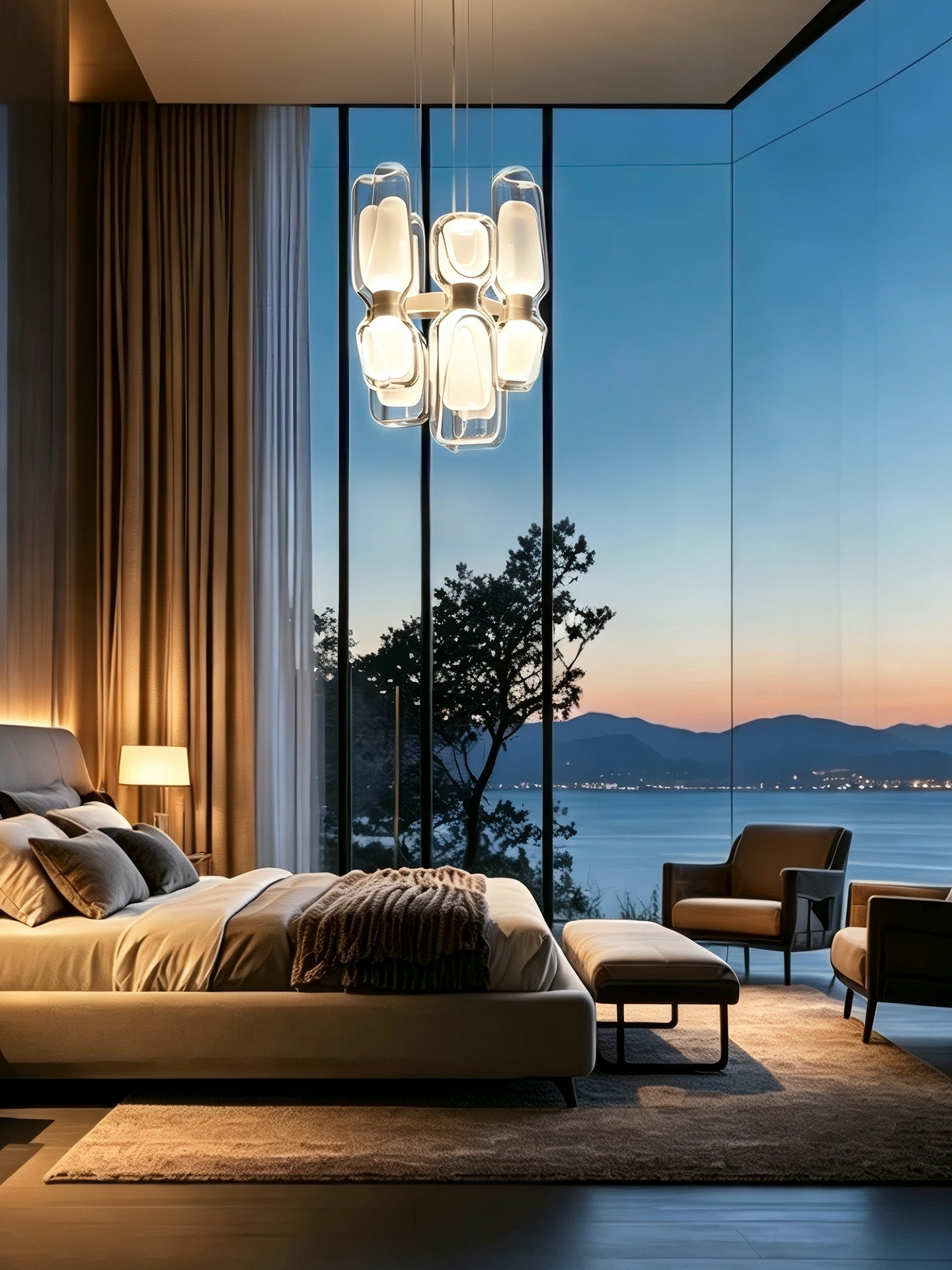 Modern Glass Petal Cluster Chandelier - 16 05-source-scene-5