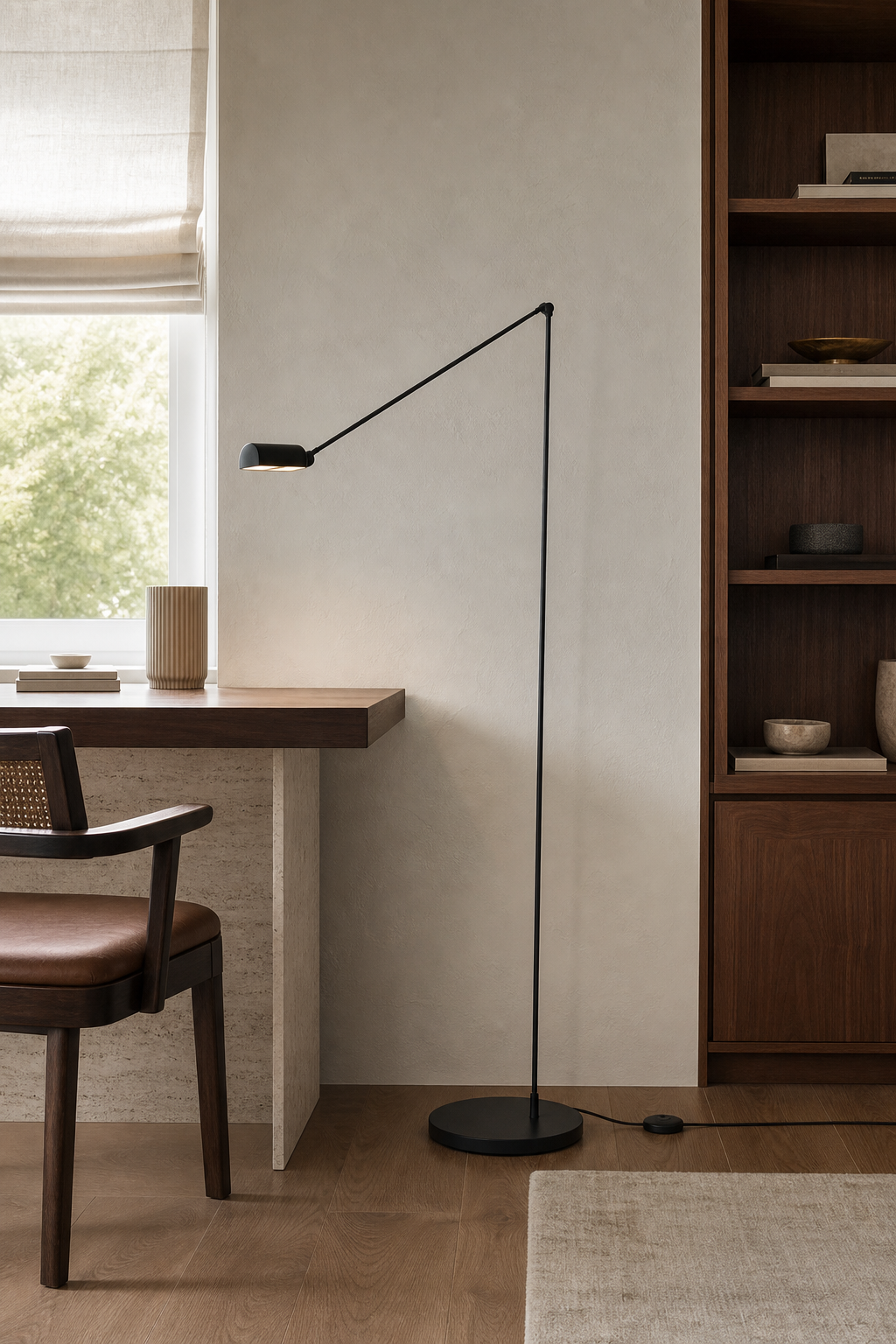 Daphine Adjustable LED Floor Lamp black finish study
