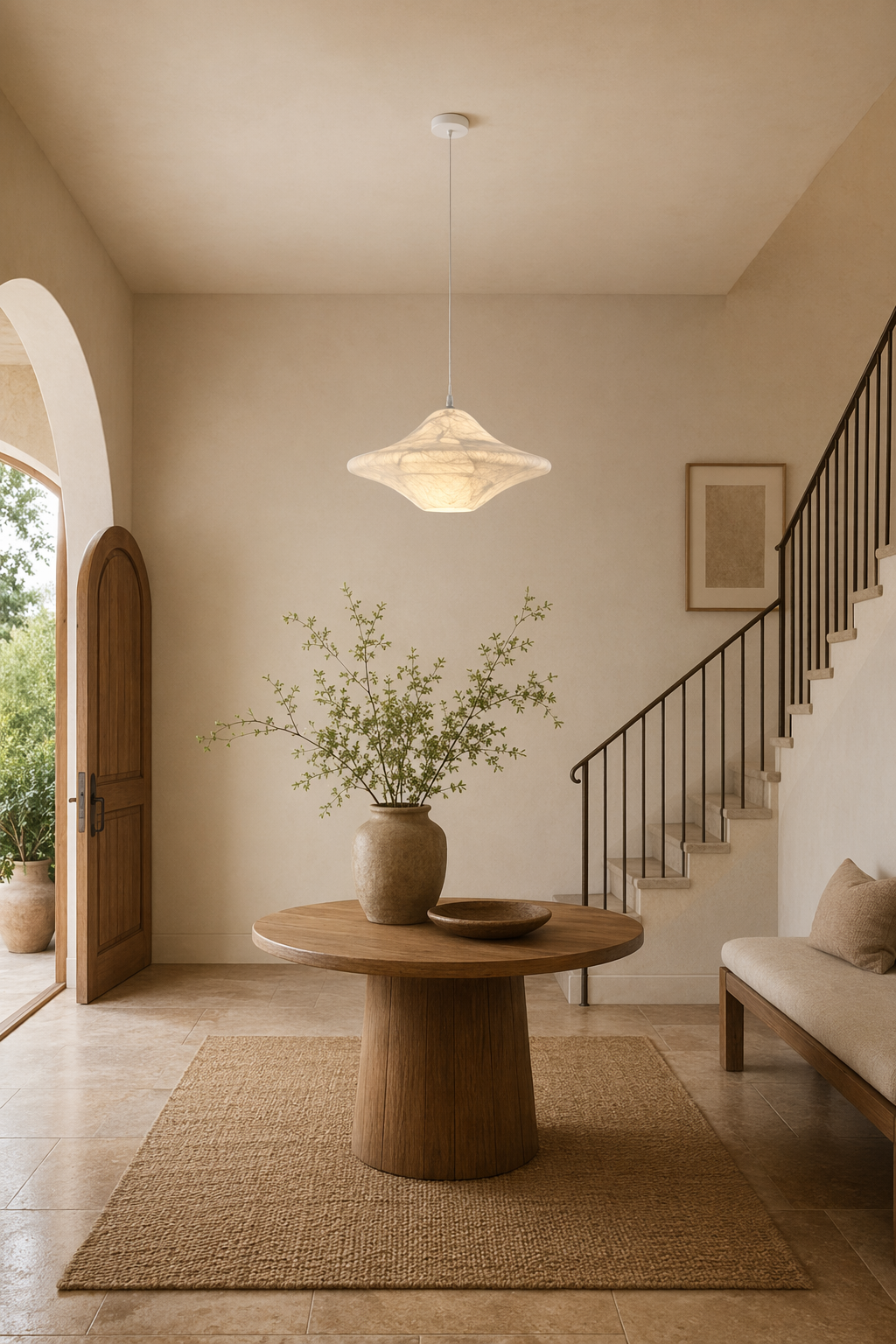 Handmade Mulberry Silk Saucer Pendant Light in White - product image 03