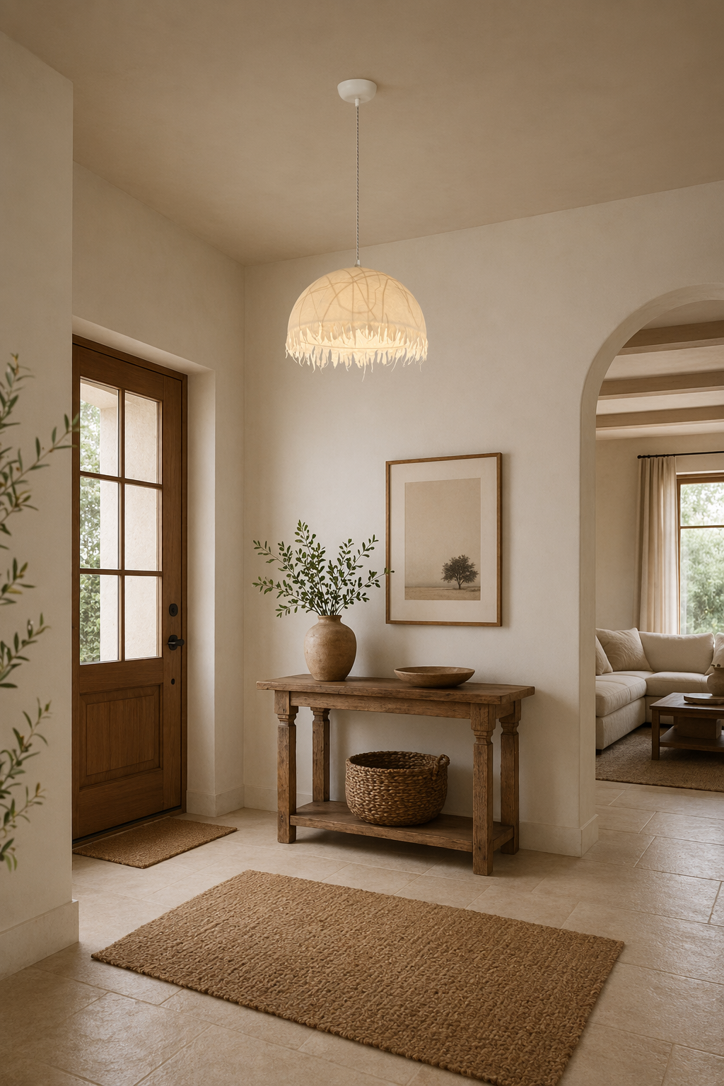 Modern Mulberry Silk Fringe Dome Pendant Light - 05 05-wide-entryway