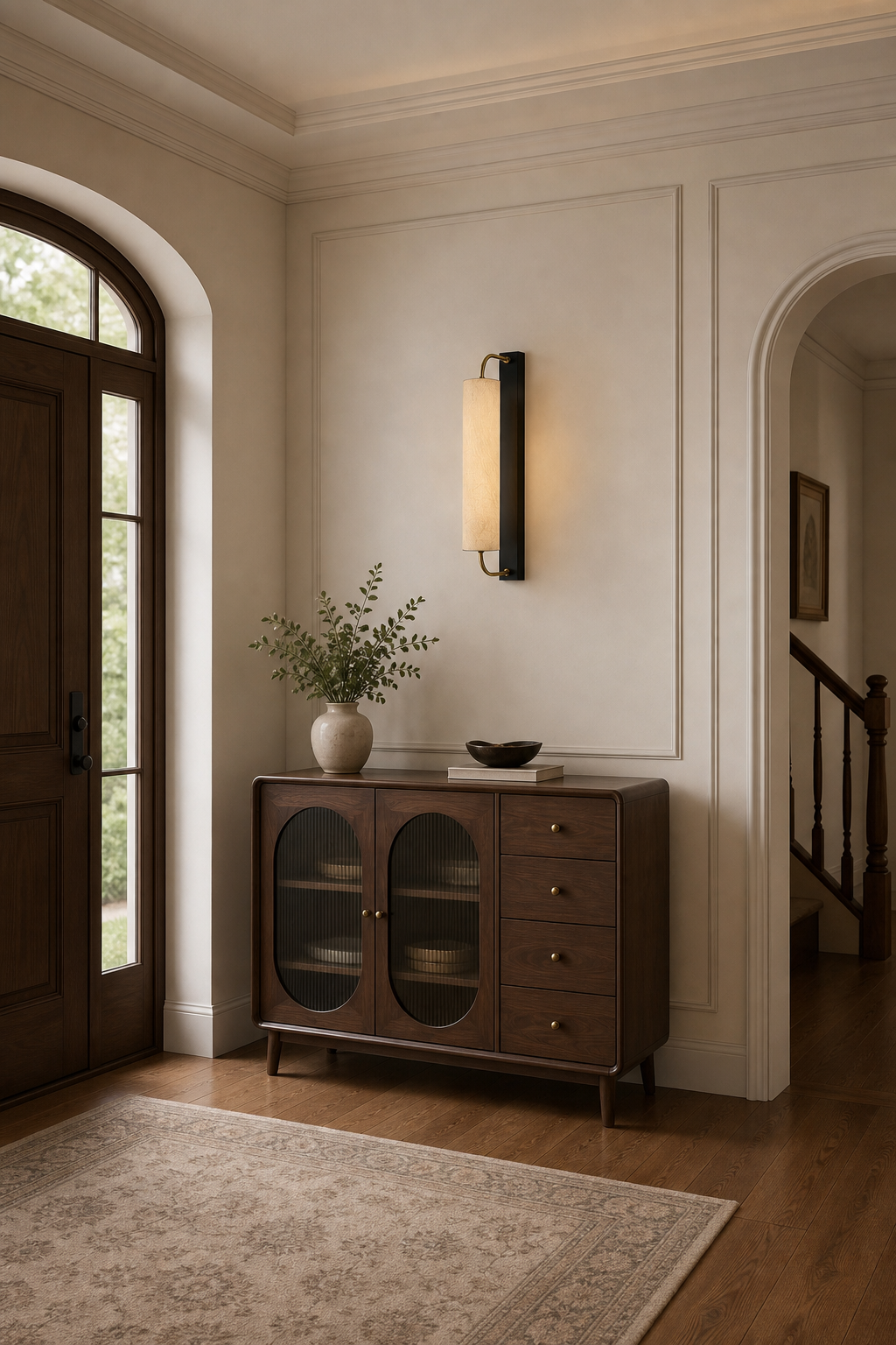 Modern Mulberry Silk Cylinder Wall Sconce in Black