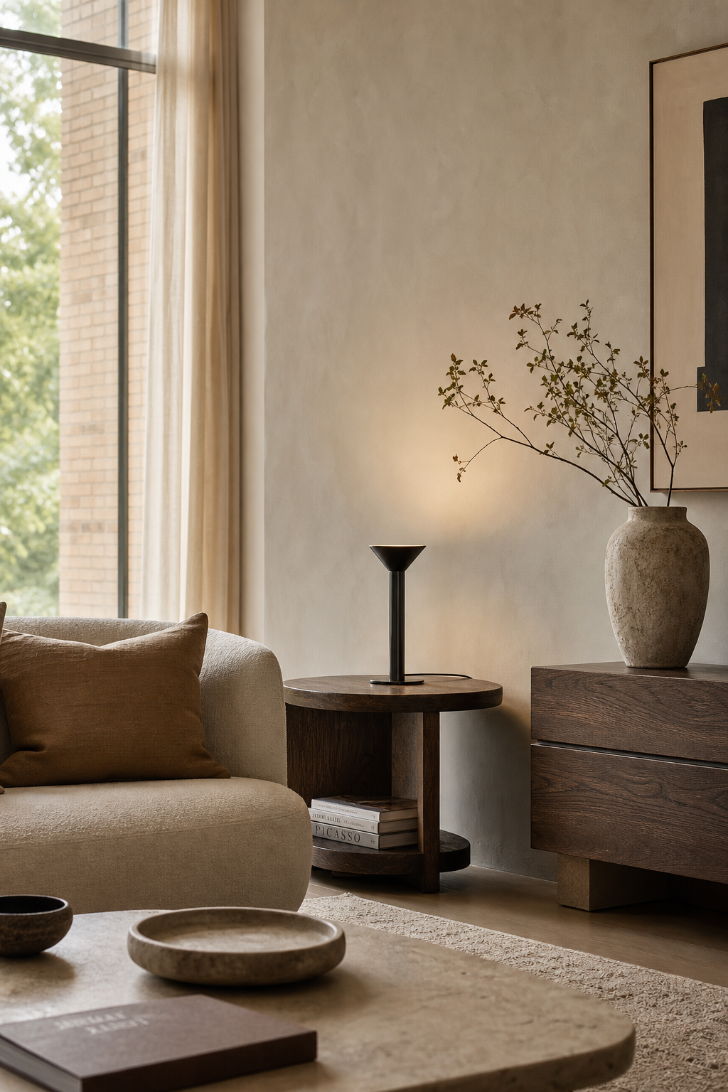 Minimalist Cone LED Table Lamp styled in a designer interior, view 5