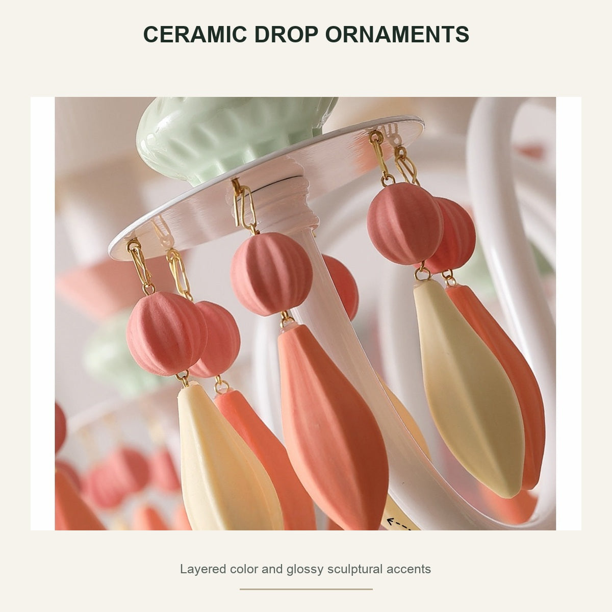 Pastel Ceramic Double-Tier Chandelier - product detail 3 of 3