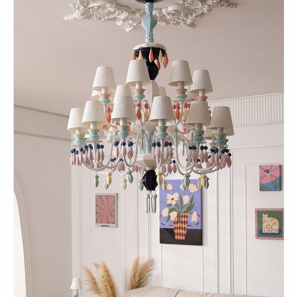 Pastel Ceramic Double-Tier Chandelier - real full product view 2 of 2
