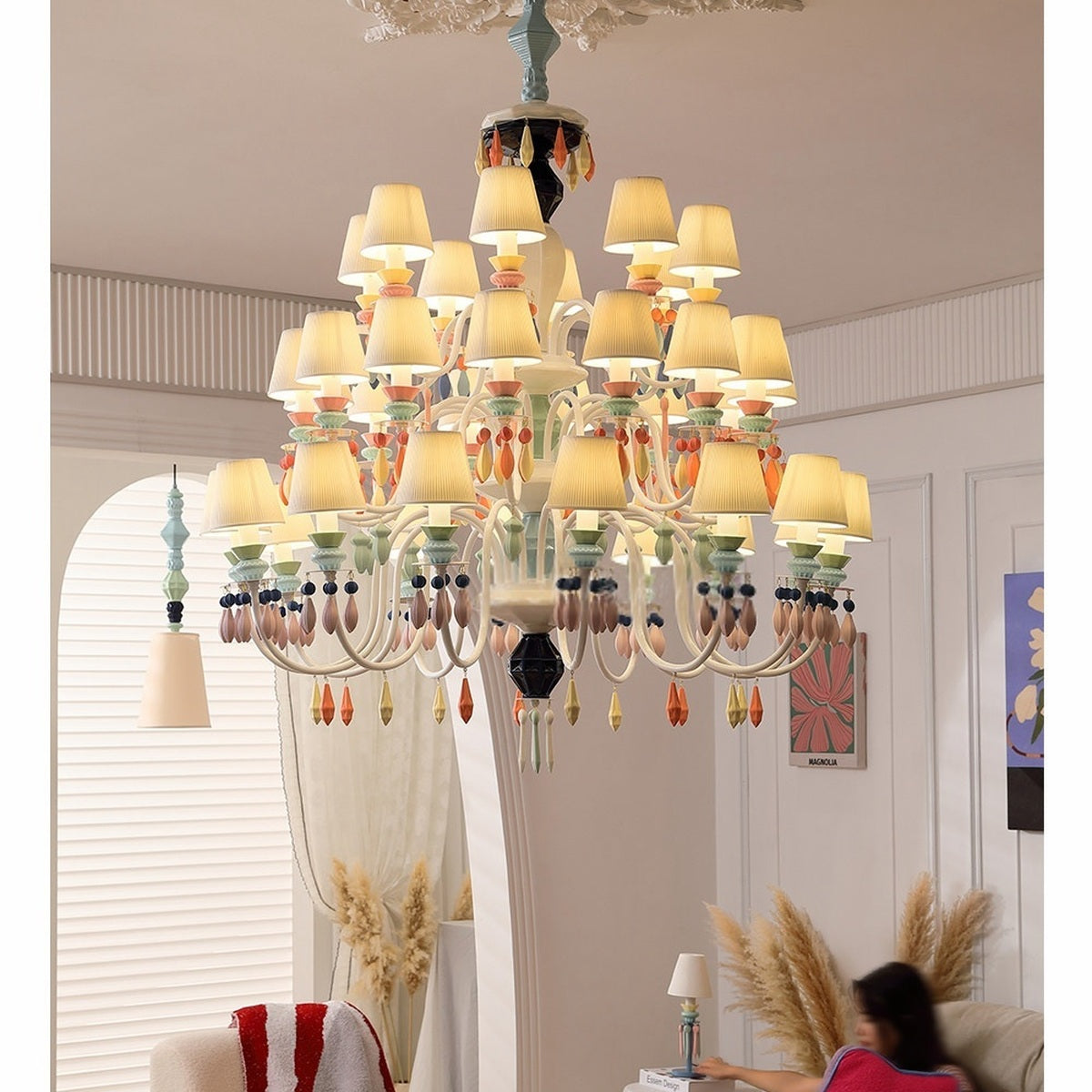 Pastel Ceramic Triple-Tier Grand Chandelier - real full product view 1 of 2