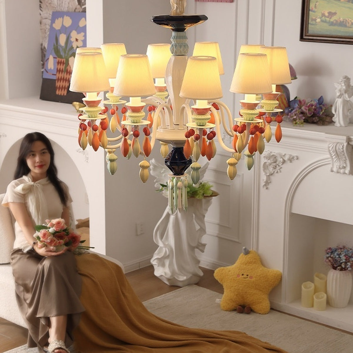 Pastel Ceramic Single-Tier Chandelier - real full product view 2 of 2
