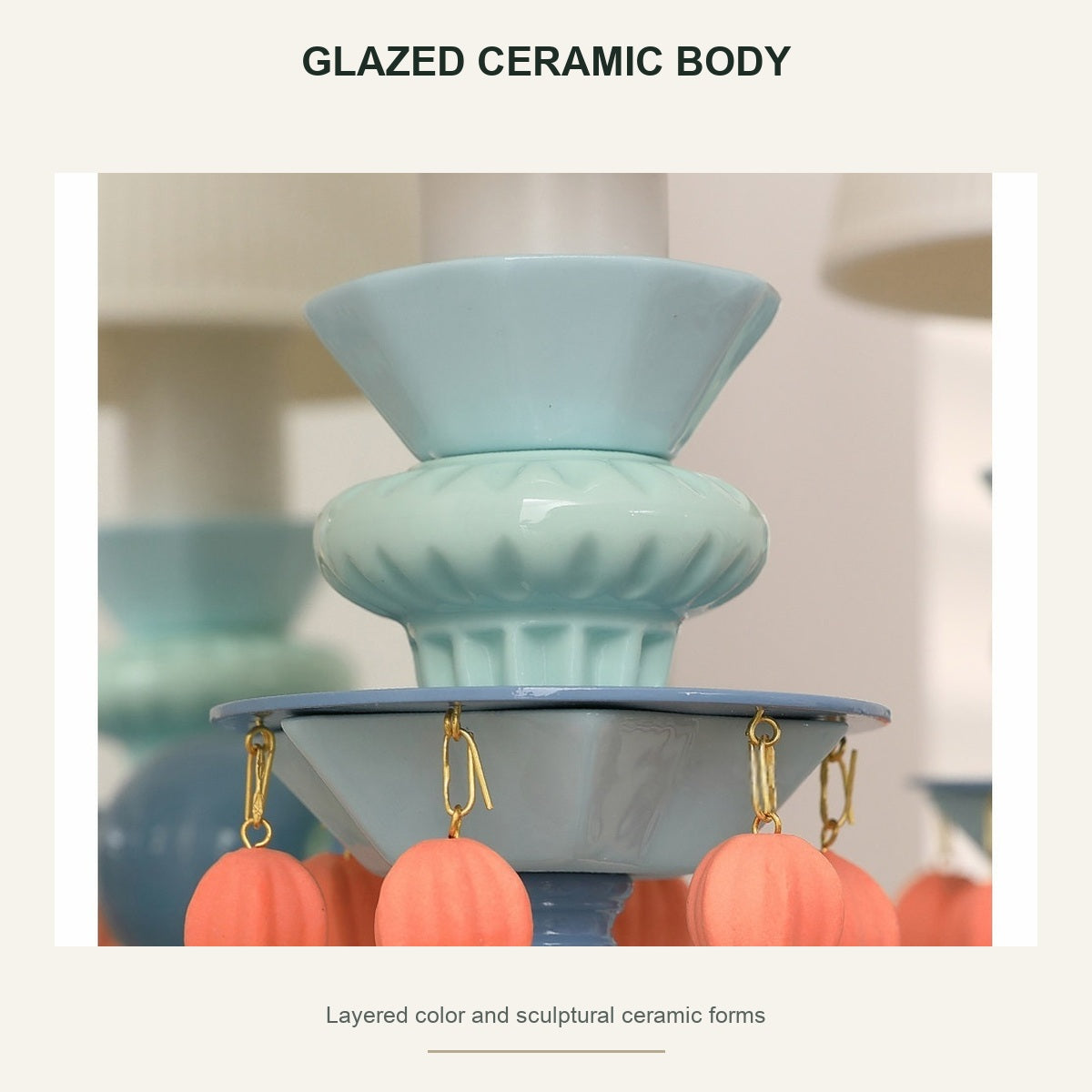 Pastel Ceramic Two-Light Wall Sconce - product detail 3 of 3