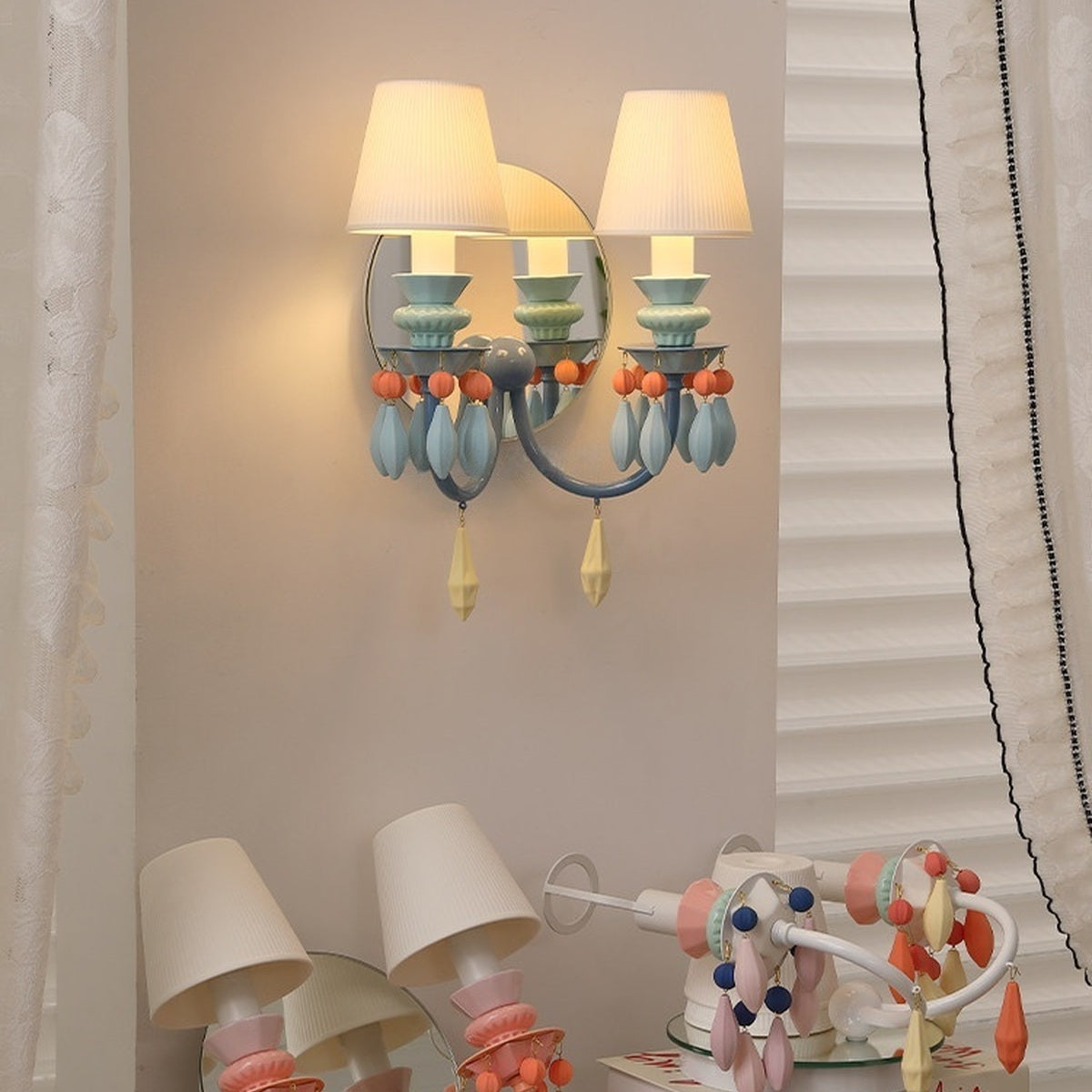 Pastel Ceramic Two-Light Wall Sconce - real full product view 1 of 2
