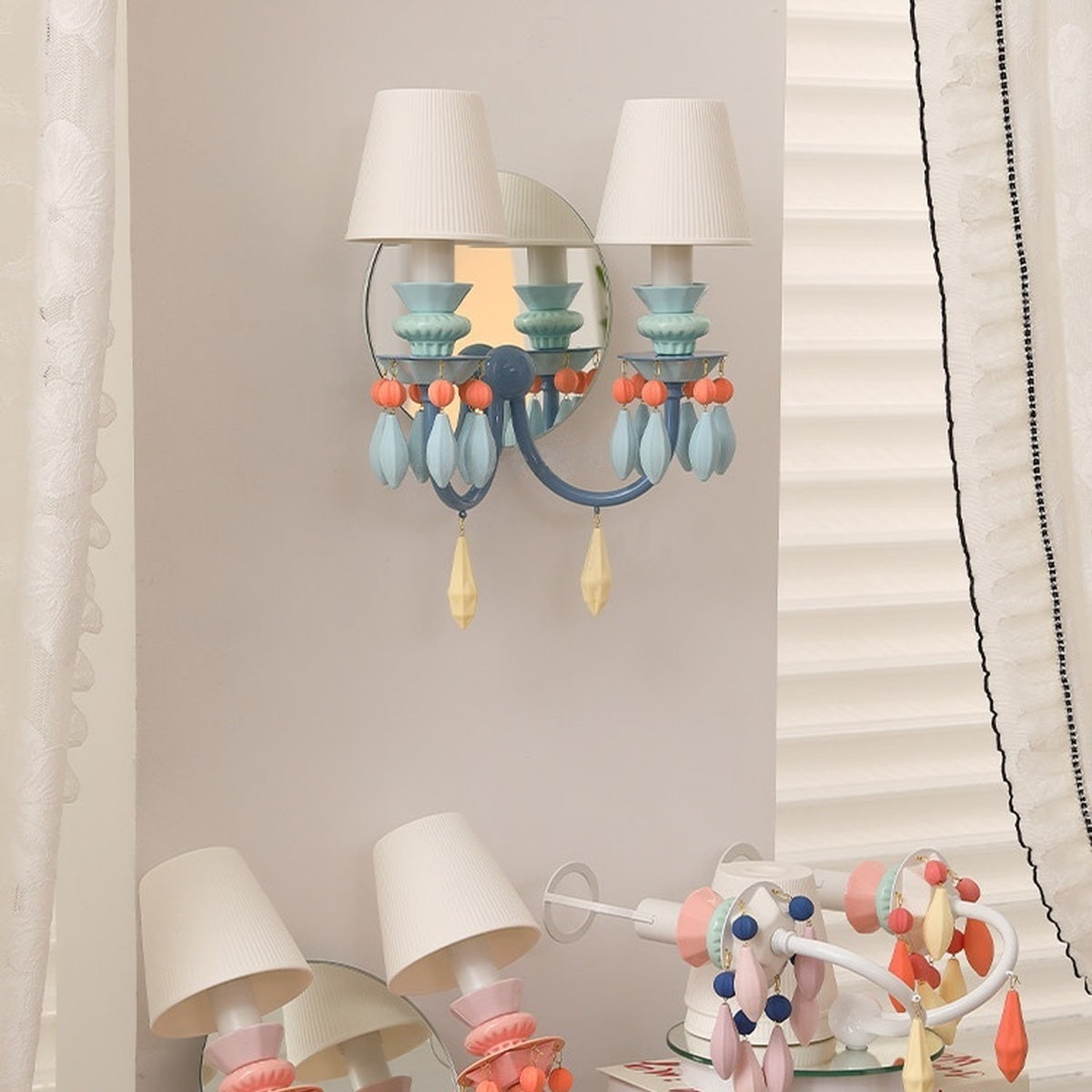 Pastel Ceramic Two-Light Wall Sconce - real full product view 2 of 2