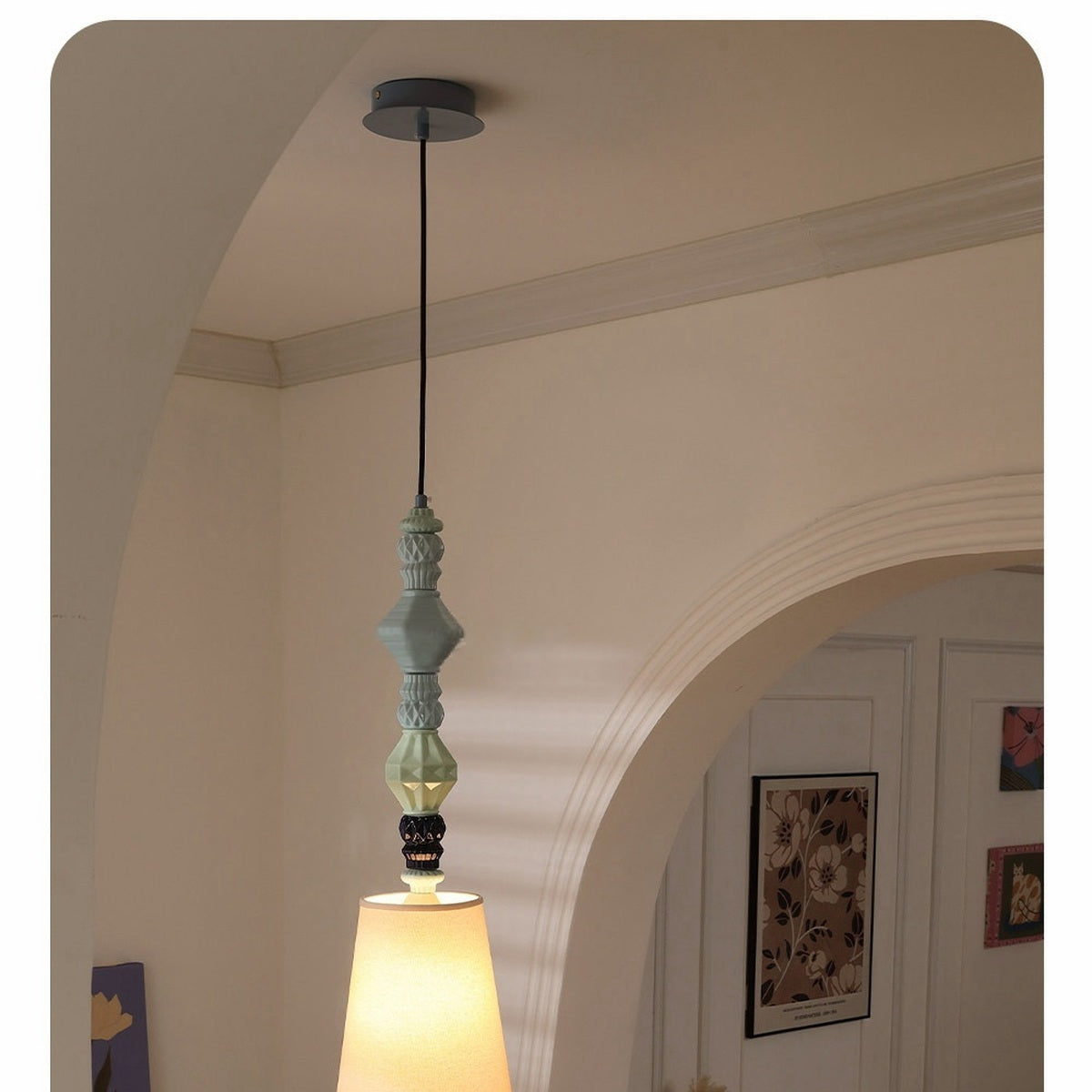 Cloud-Glaze Blue Ceramic Mini Pendant - real full product view 1 of 2