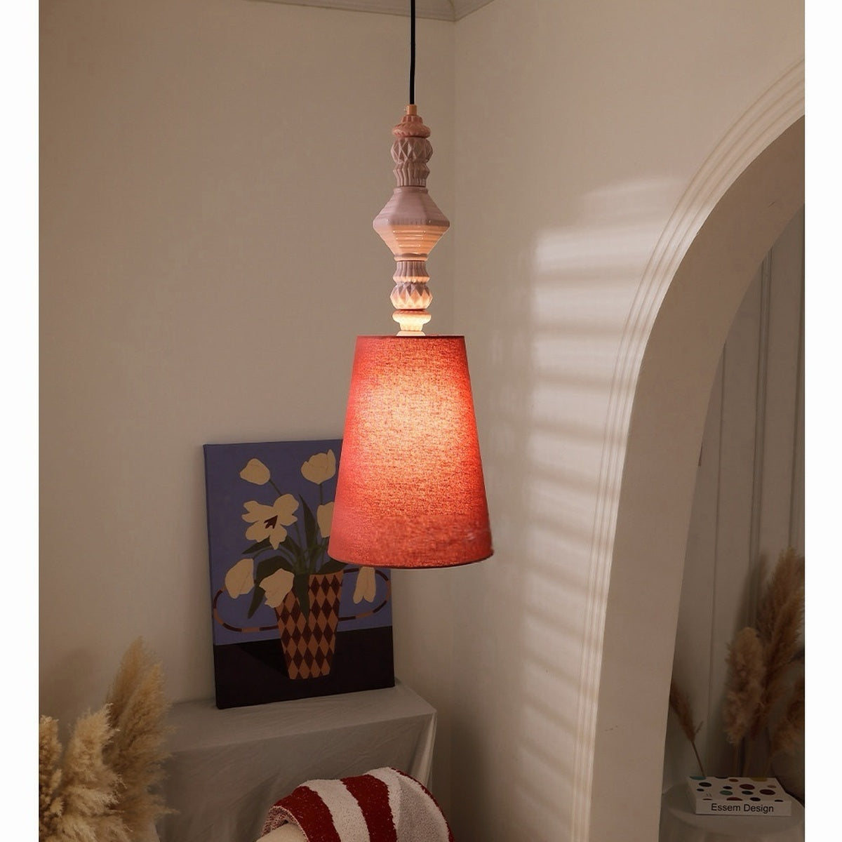 Fog-Glaze Pink Ceramic Mini Pendant - real full product view 1 of 2