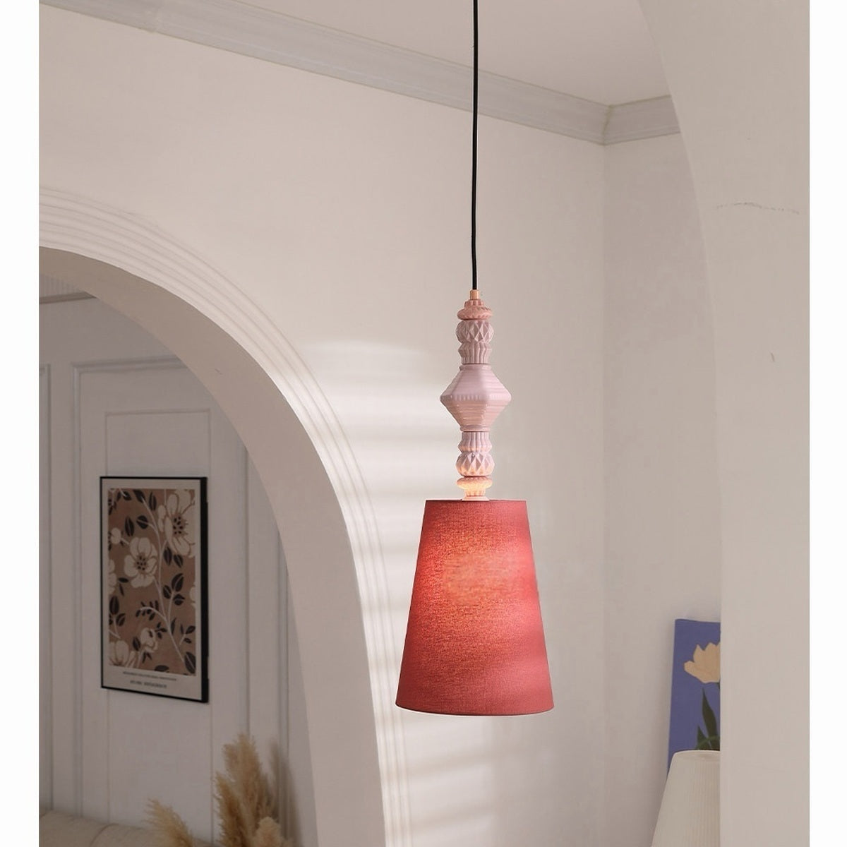 Fog-Glaze Pink Ceramic Mini Pendant - real full product view 2 of 2