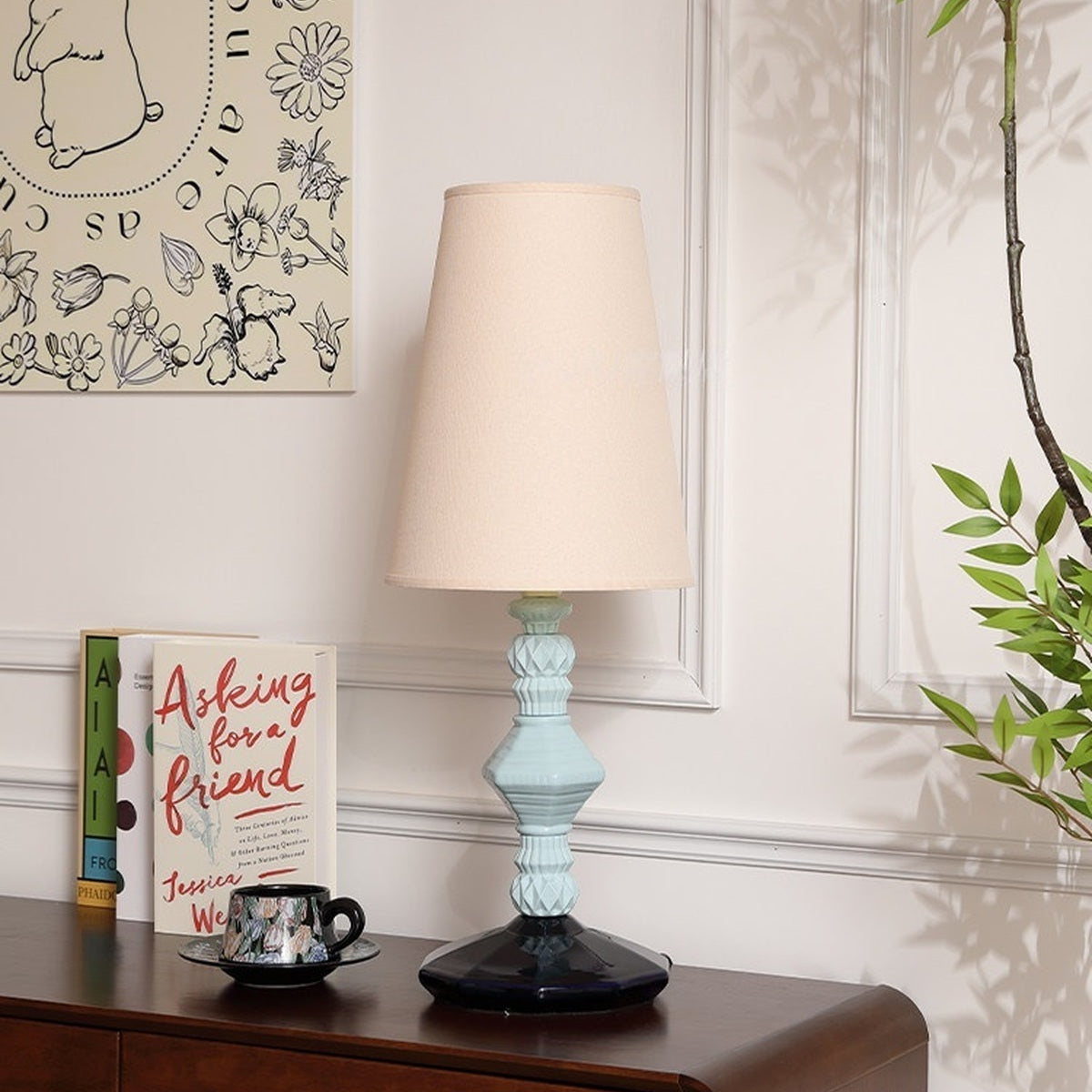 Colorful Ceramic Table Lamp - real full product view 1 of 2