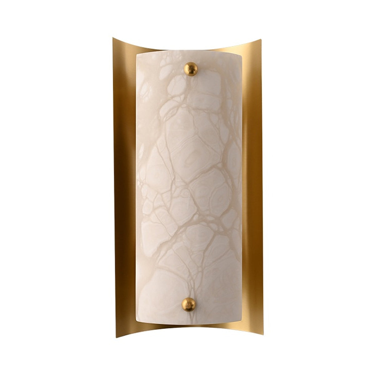 Modern Alabaster Rectangular Wall Sconce in Natural Brass - enlarged white background main image